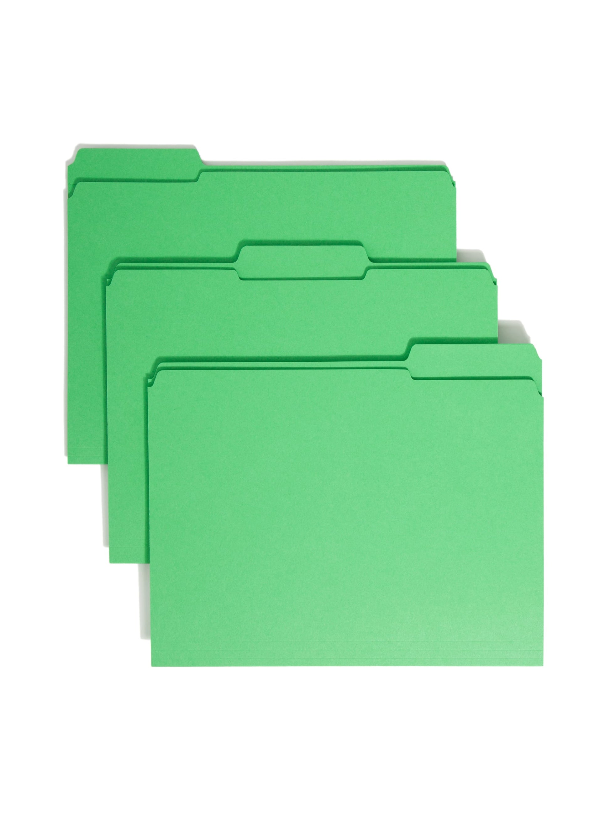 Reinforced Tab File Folders, 1/3-Cut Tab, Green Color, Letter Size, Set of 100, 086486121347