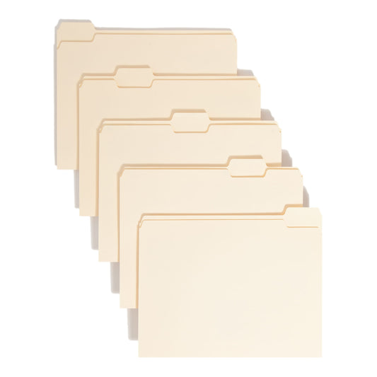 Standard File Folders, 1/5-Cut Tab, Manila Color, Letter Size, Set of 100, 086486103503