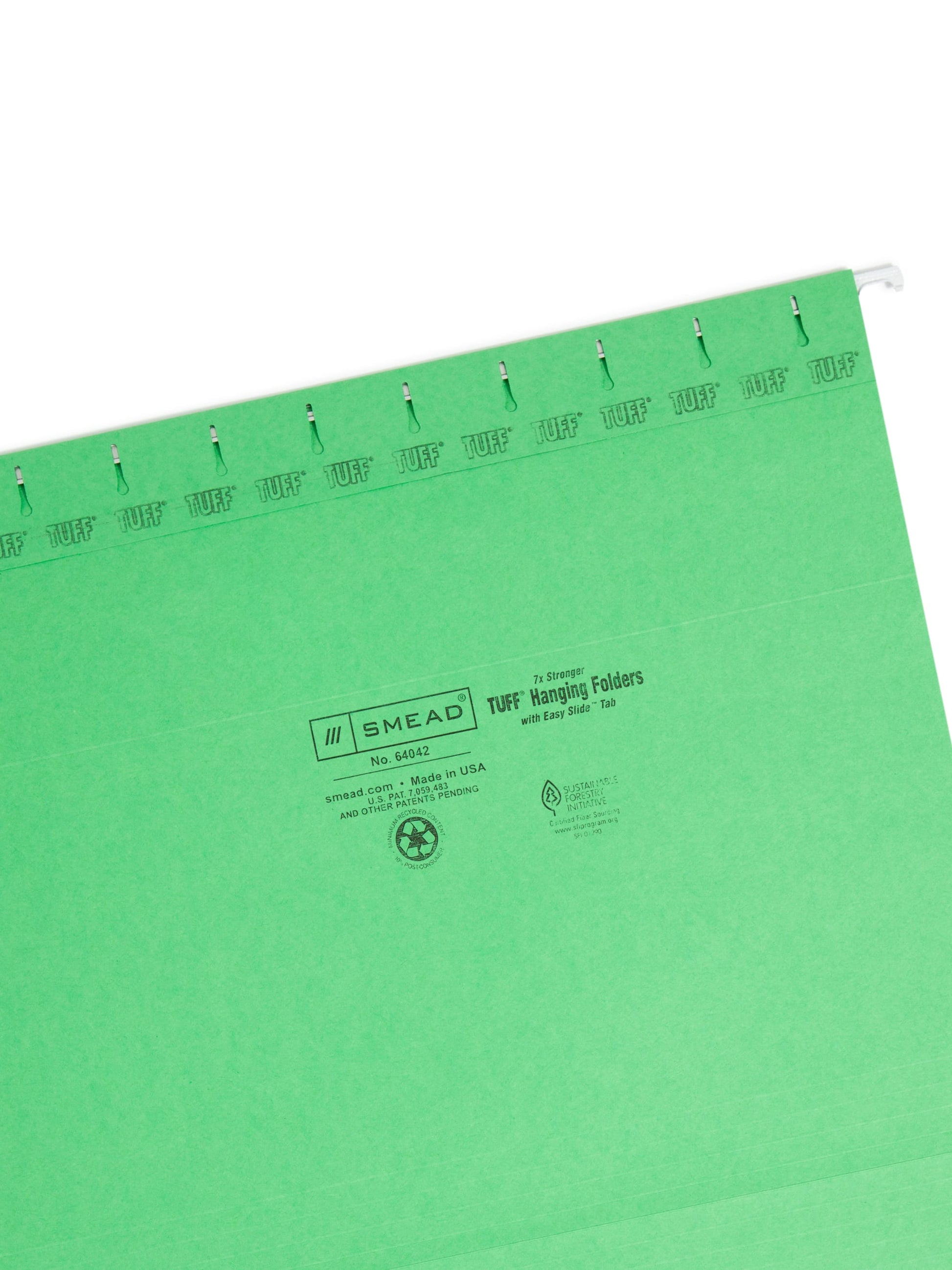 TUFF® Hanging File Folders with Easy Slide® Tabs, Green Color, Letter Size, Set of 1, 086486640428