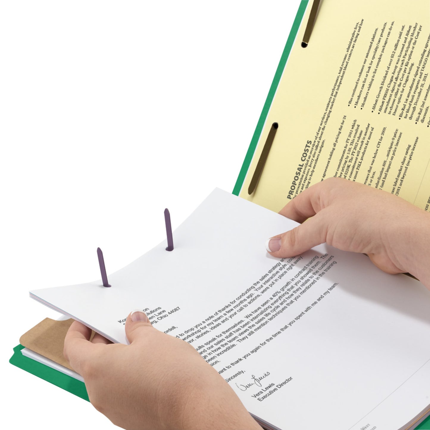 Pressboard Classification File Folders, 2 Dividers, 2 inch Expansion, Green Color, Letter Size, Set of 5, 086486140577