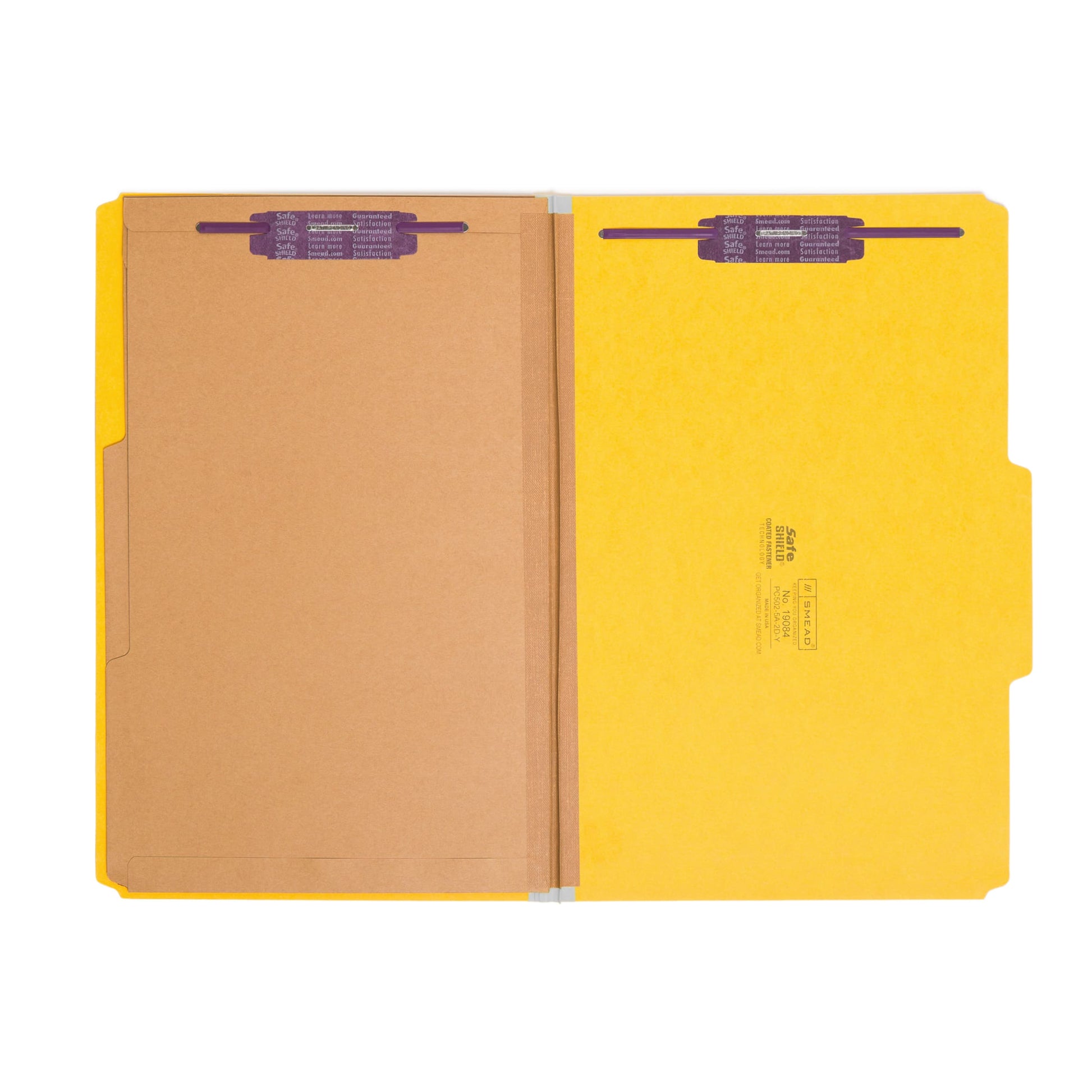 SafeSHIELD® Pressboard Classification File Folders with Pocket Dividers, Yellow Color, Legal Size, Set of 10, 30086486190849
