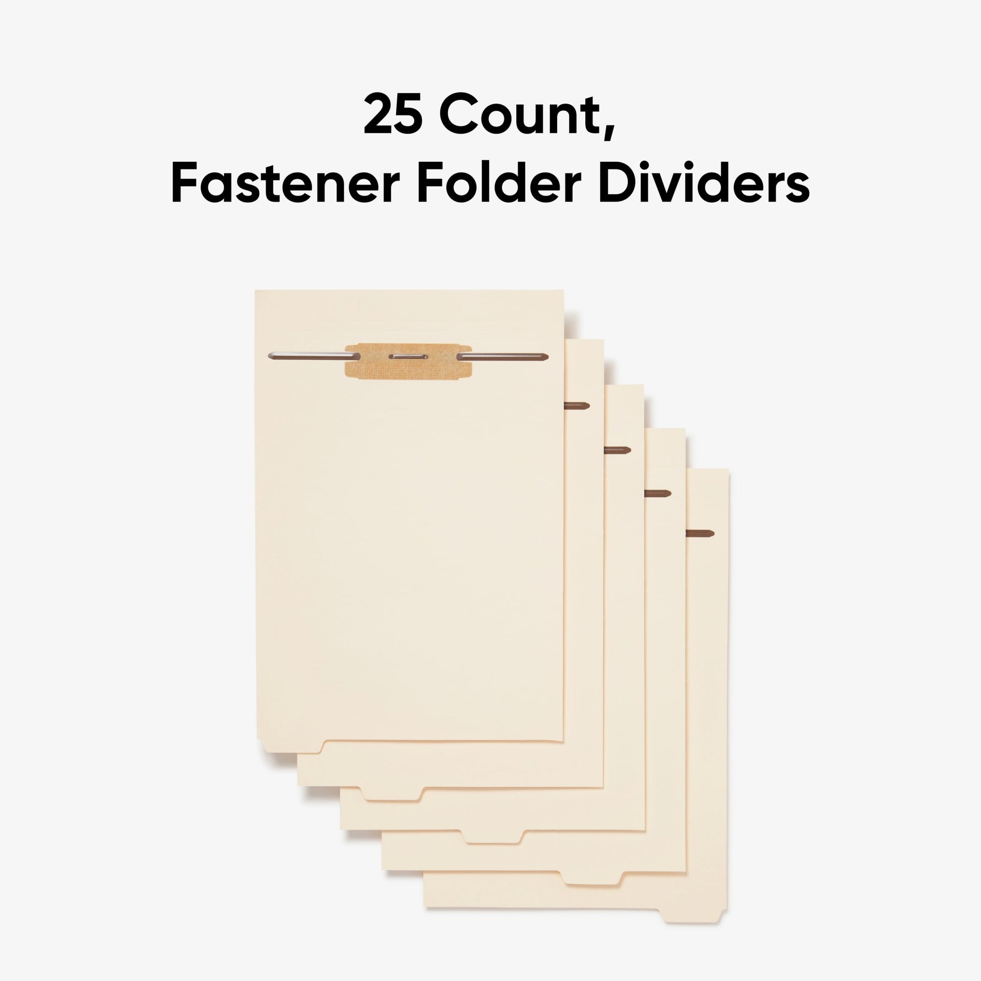 Folder Dividers with Fasteners, Manila Color, Letter Size, Set of 25, 086486355995