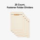 Folder Dividers with Fasteners, Manila Color, Letter Size, Set of 25, 086486355995