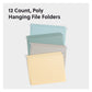 Poly Hanging File Folders, Assorted Twilight Color, Letter Size, Set of 12, 086486105224