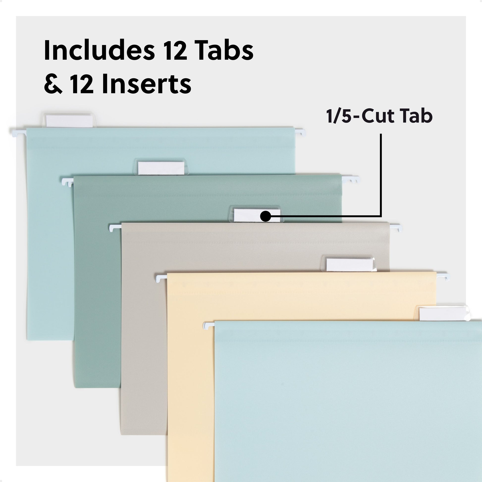 Poly Hanging File Folders, Assorted Twilight Color, Letter Size, Set of 12, 086486105224
