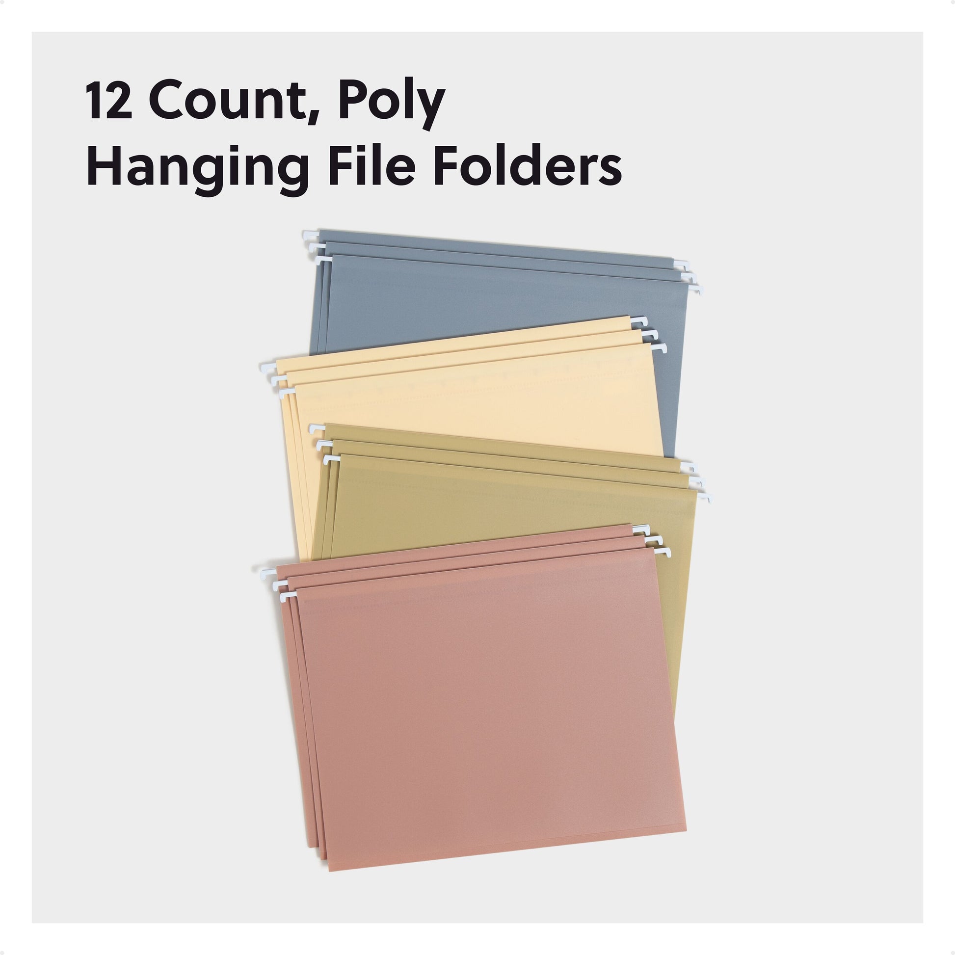 Poly Hanging File Folders, Assorted Dawn Color, Letter Size, Set of 12, 086486105248