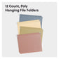 Poly Hanging File Folders, Assorted Dawn Color, Letter Size, Set of 12, 086486105248