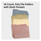 Poly Slash-Pocket File Folders, Assorted Dawn Color, Letter Size, Set of 30, 086486105439
