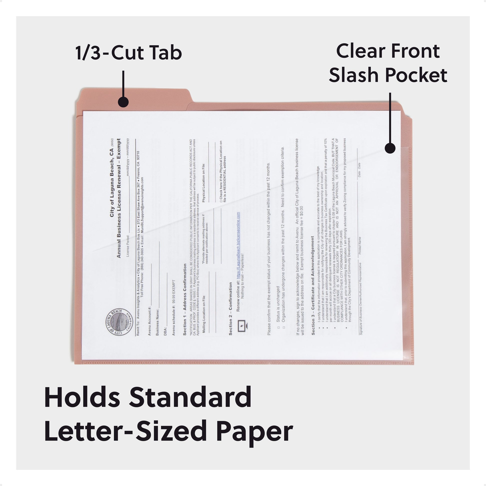 Poly Slash-Pocket File Folders, Assorted Dawn Color, Letter Size, Set of 30, 086486105439