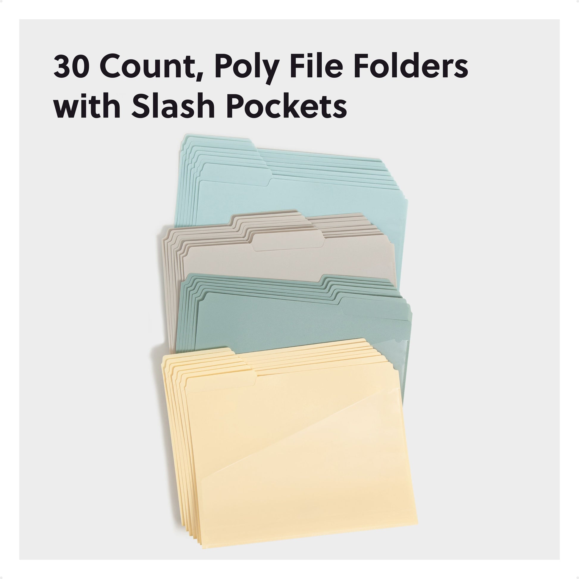 Poly Slash-Pocket File Folders, Assorted Twilight Color, Letter Size, Set of 30, 086486105446