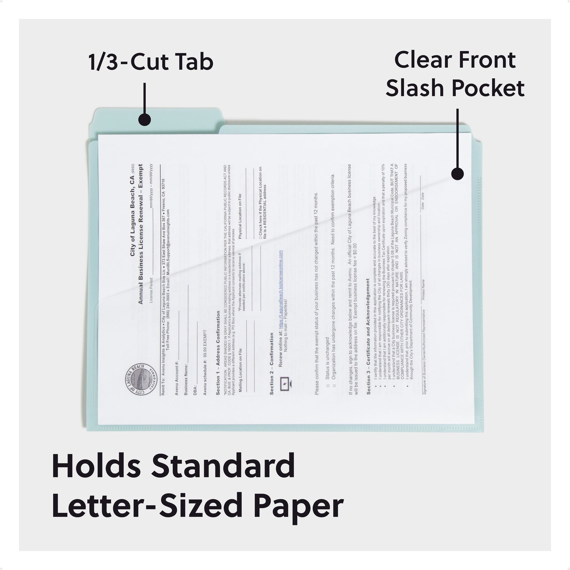 Poly Slash-Pocket File Folders, Assorted Twilight Color, Letter Size, Set of 30, 086486105446