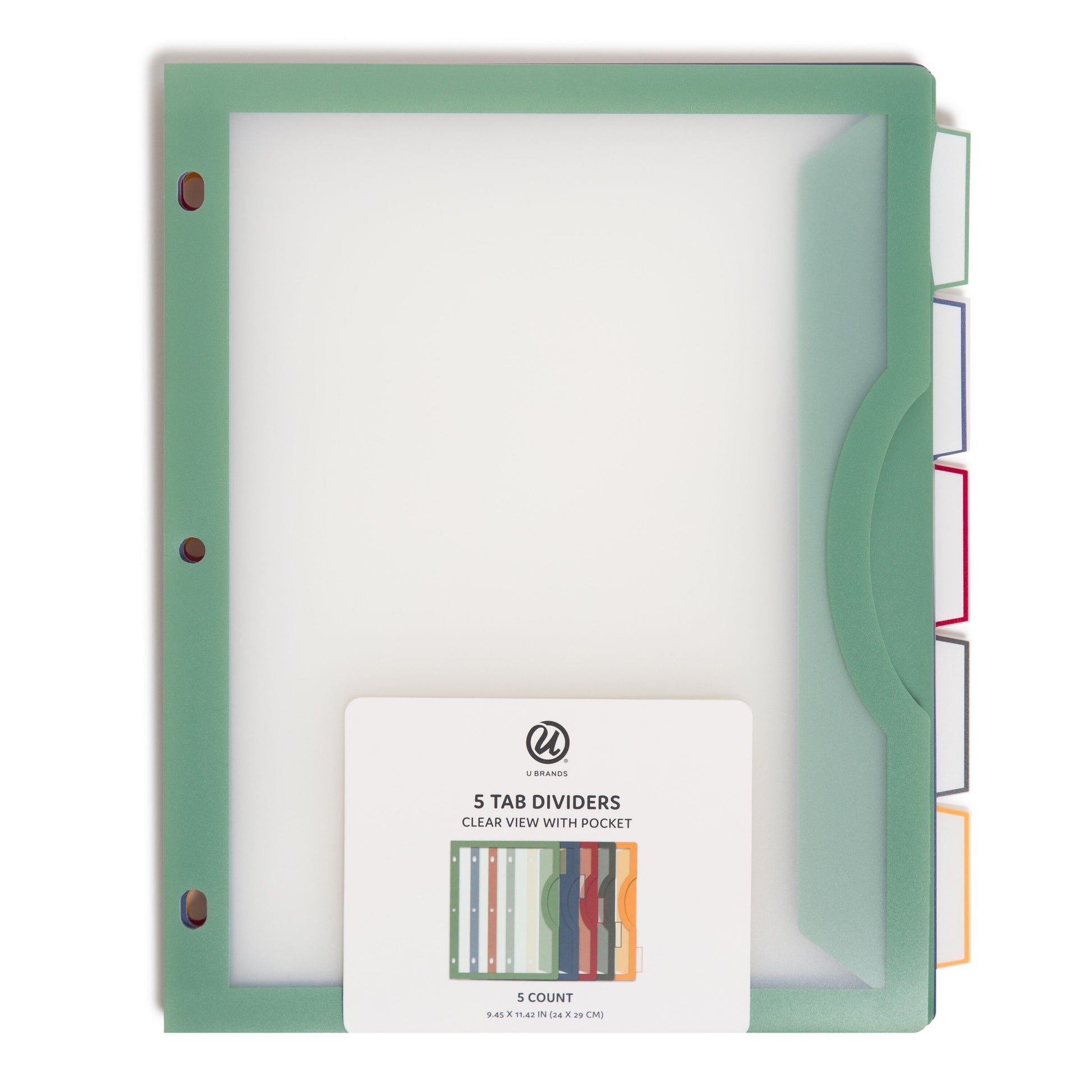 U Brands 5 Tab Dividers - Clear View, Set of 2, 843463161808
