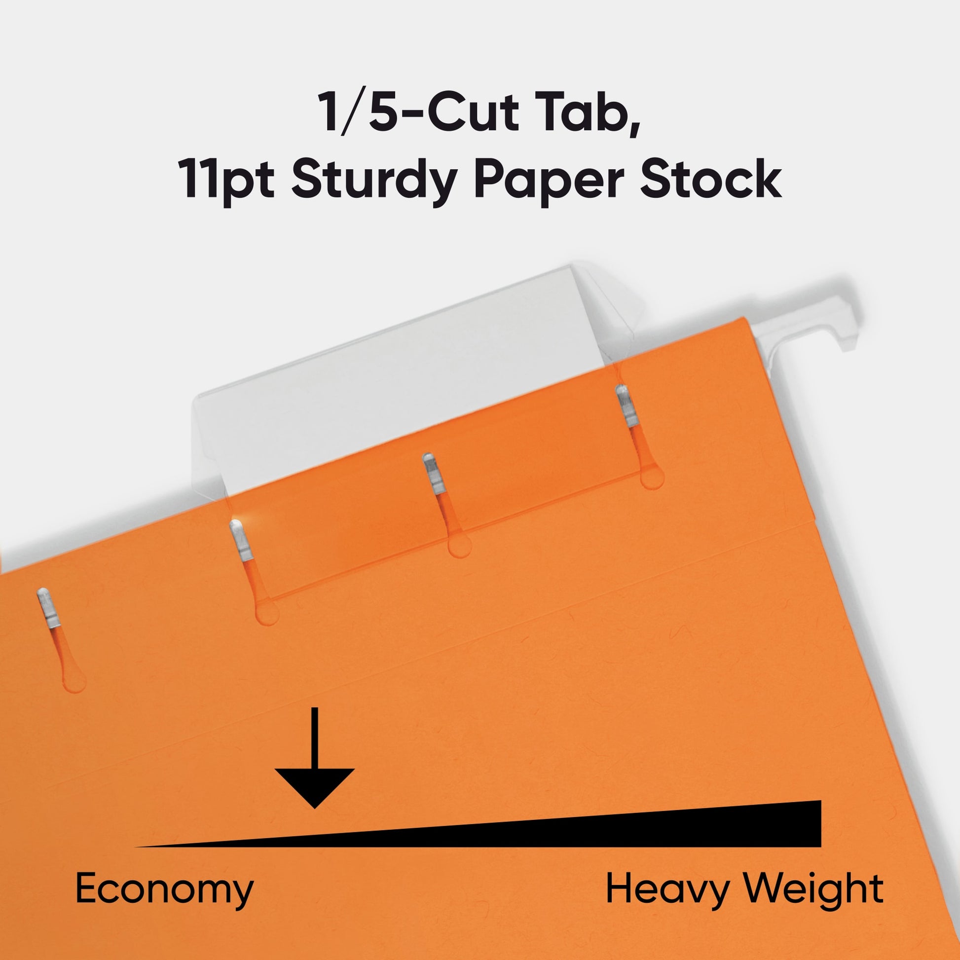 Standard Hanging File Folders with 1/5-Cut Tabs, Orange Color, Letter Size, Set of 25, 086486640657