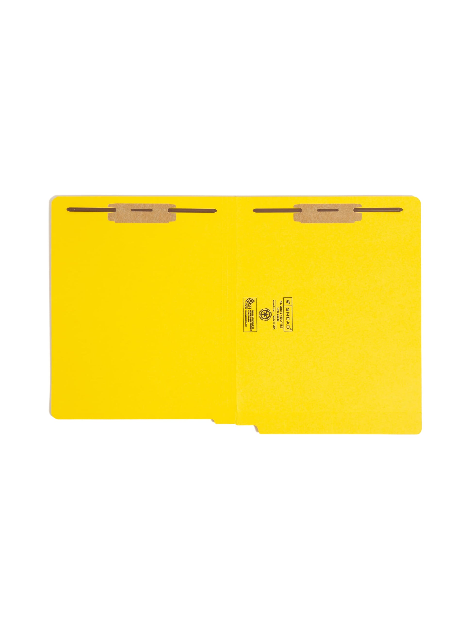 Shelf-Master® Reinforced End Tab Fastener File Folders, Straight-Cut Tab, Yellow Color, Letter Size, Set of 50, 086486259408