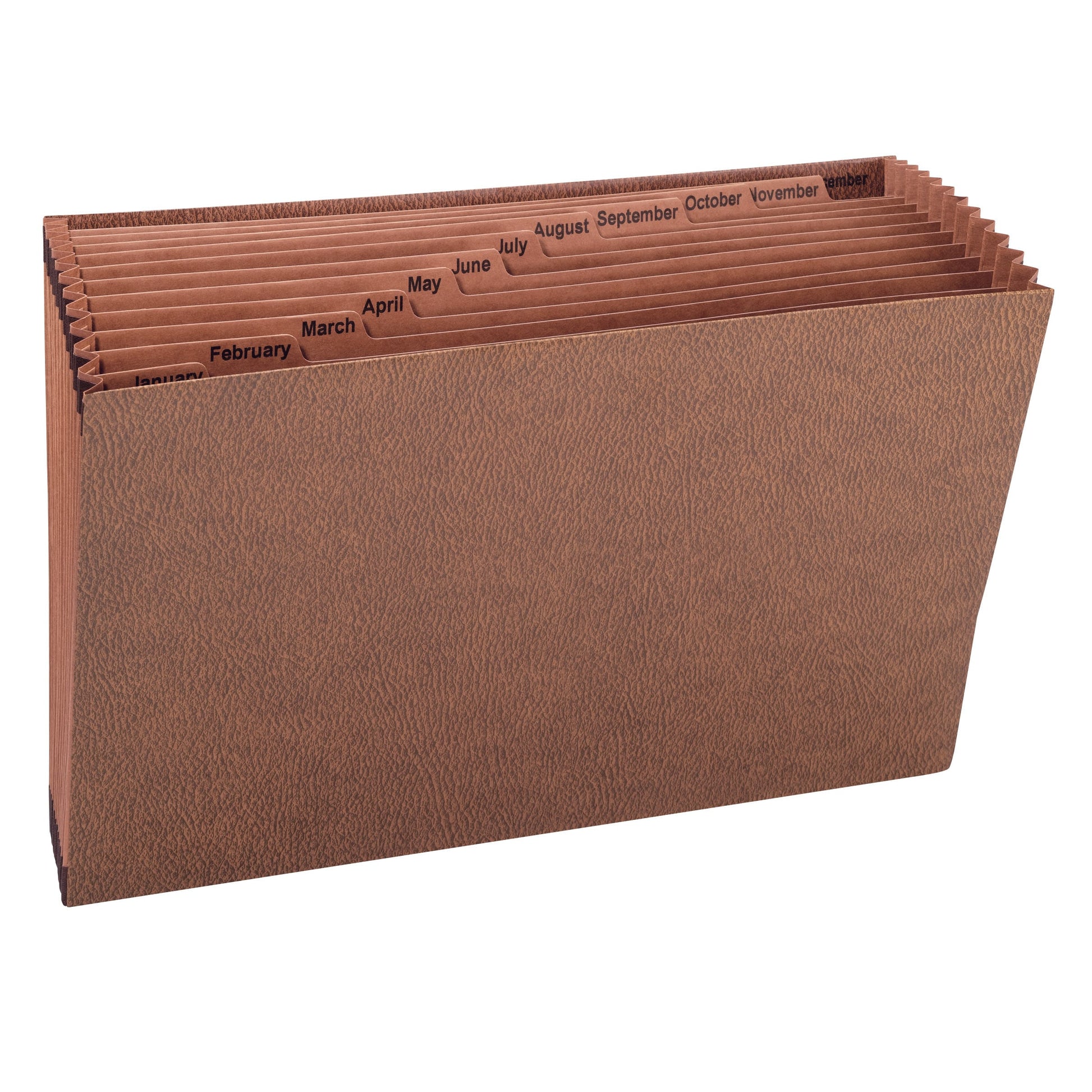 TUFF® Expanding Files, 12 Pockets, Monthly Jan-Dec, Brown Color, Legal Size, Set of 1, 086486704908