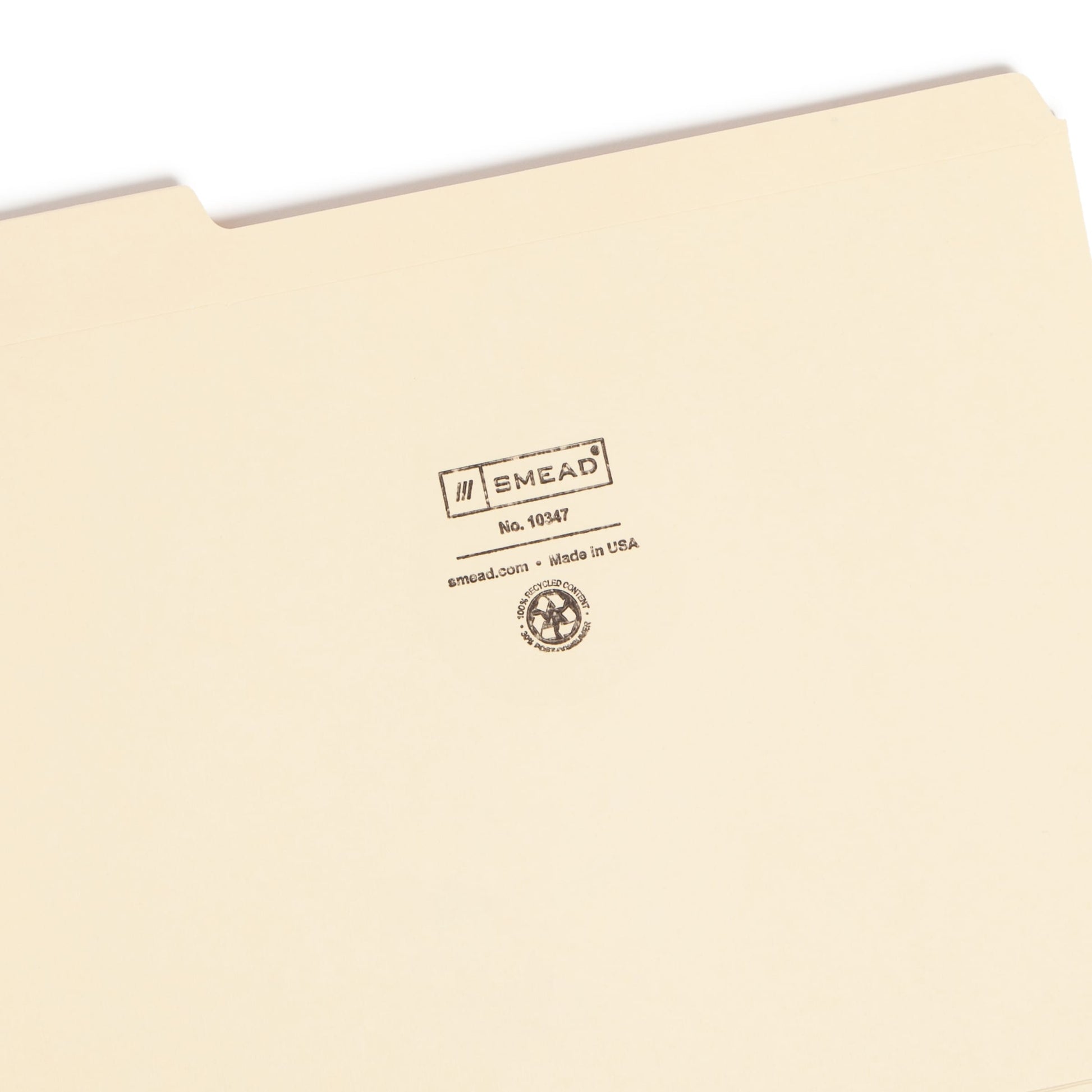 100% Recycled Reinforced Tab Fastener File Folders, Manila Color, Letter Size, Set of 100, 086486103473