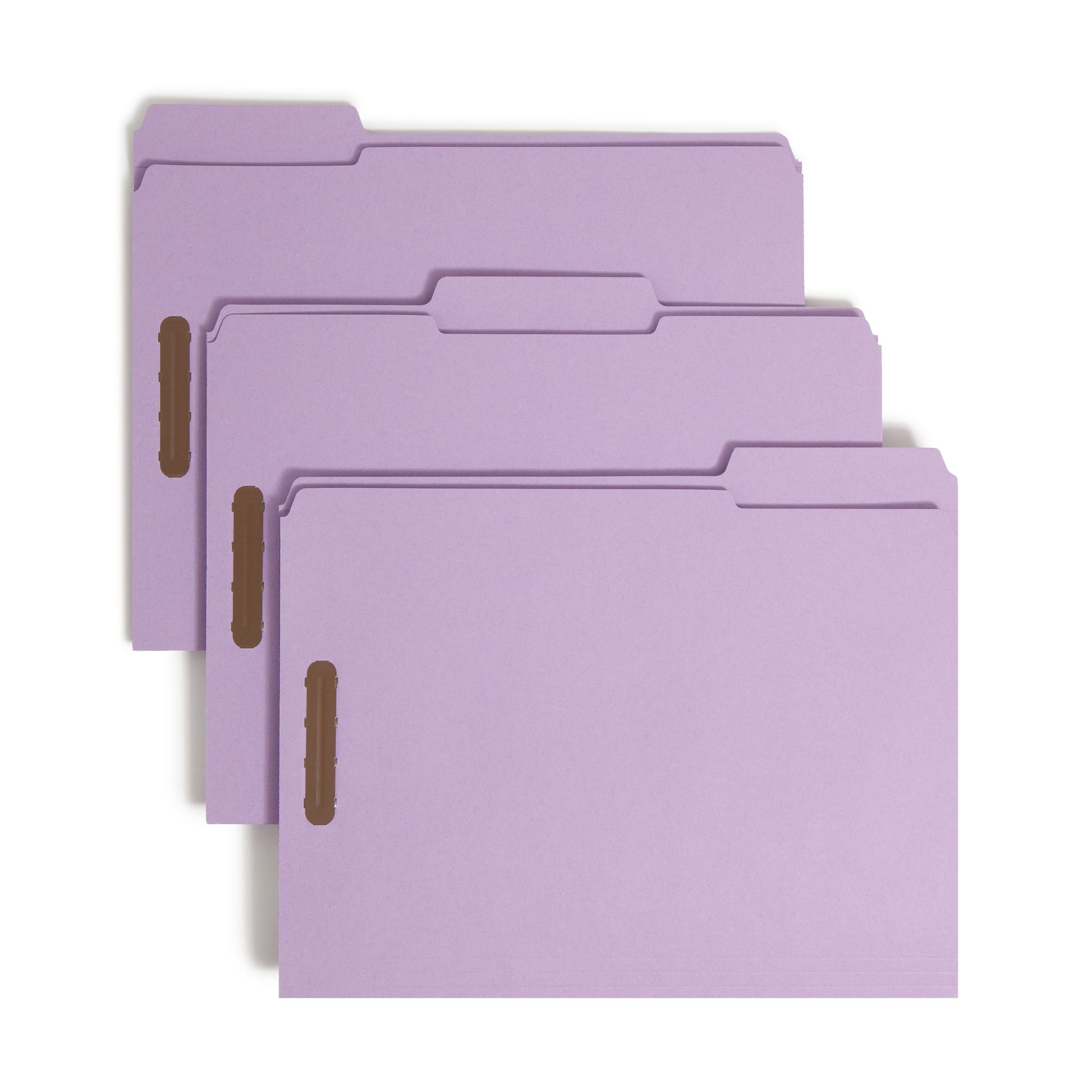 Reinforced Tab Fastener File Folders, 1/3-Cut Tab, 2 Fasteners, Lavender Color, Letter Size, Set of 50, 086486124409