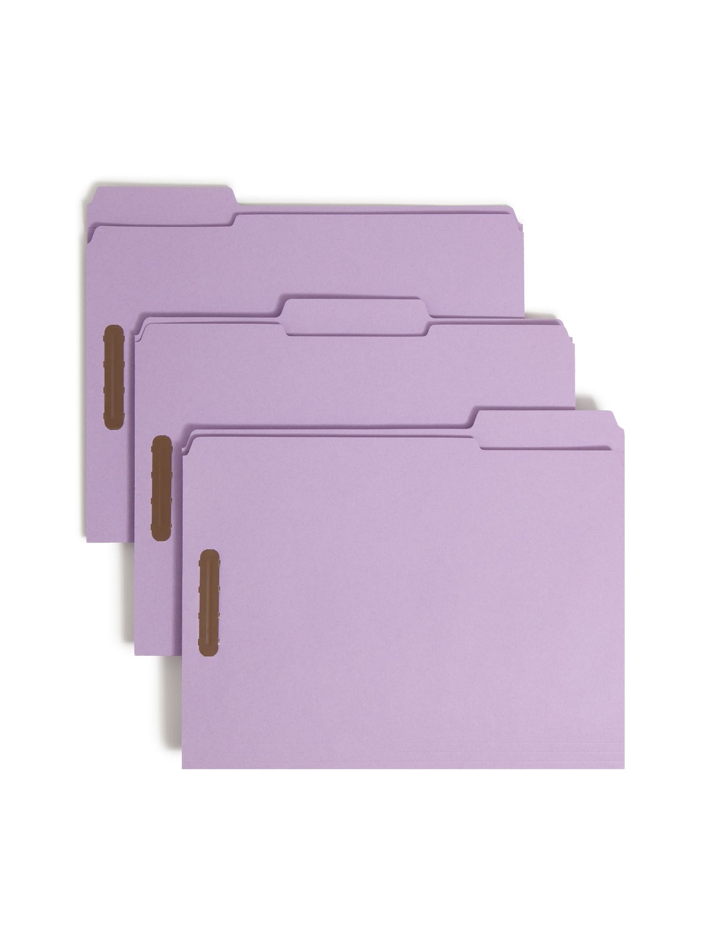 Reinforced Tab Fastener File Folders, 1/3-Cut Tab, 2 Fasteners, Lavender Color, Letter Size, Set of 50, 086486124409