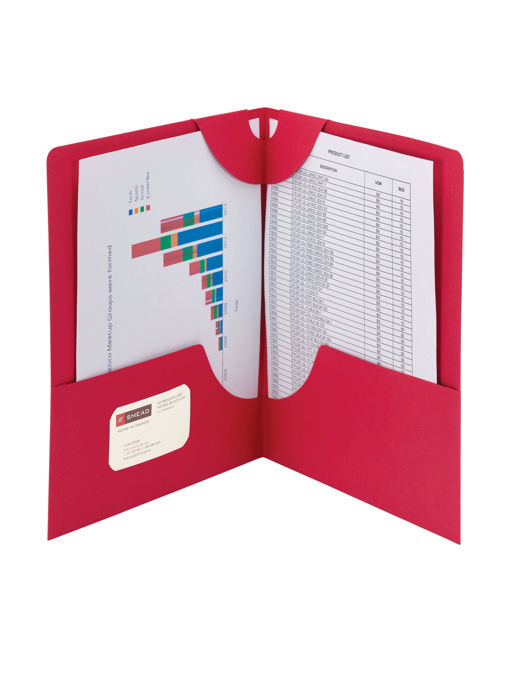 Lockit® Two-Pocket Folders, Red Color, Letter Size, Set of 25, 30086486879805