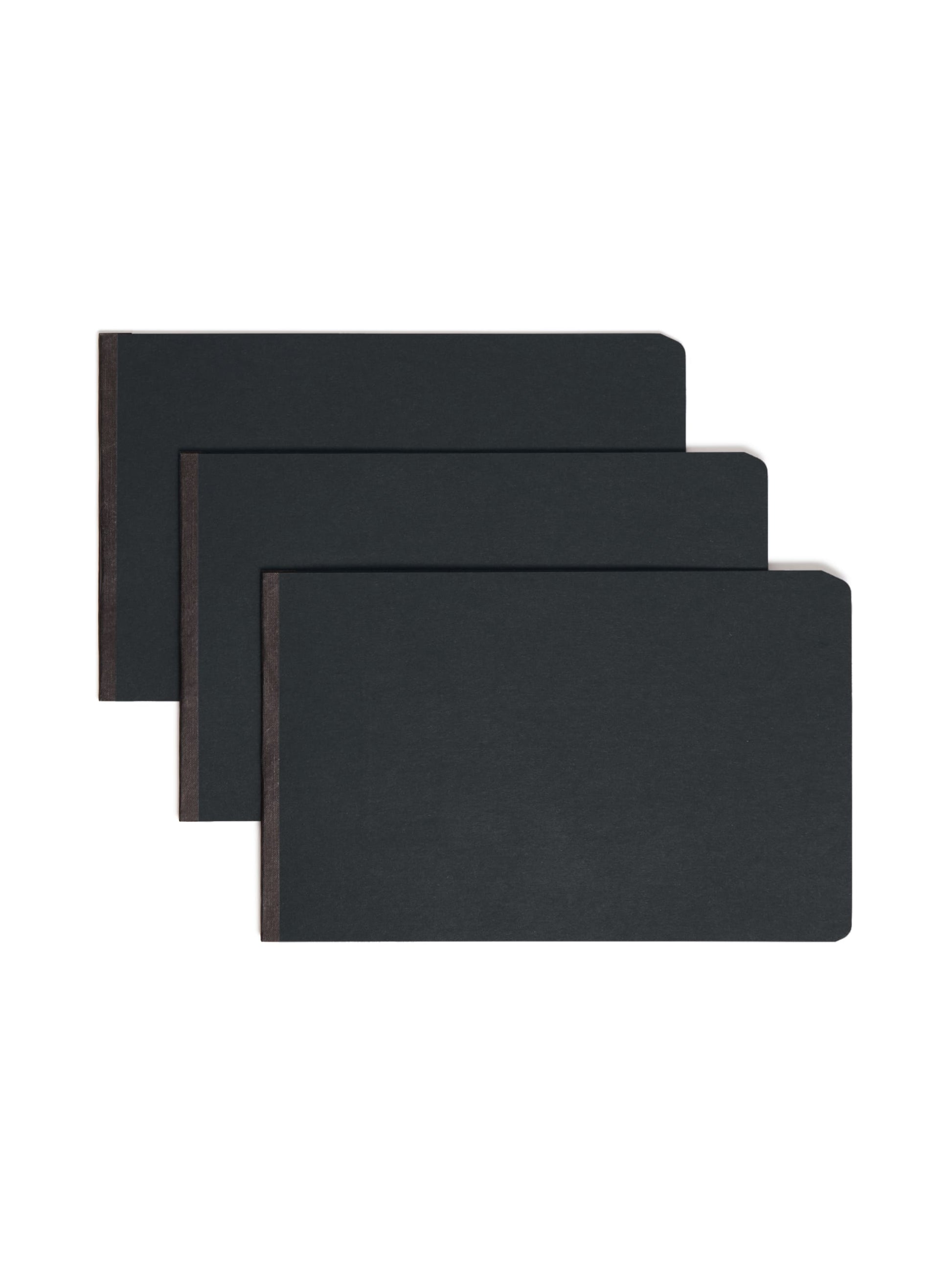 Premium Pressboard Report Covers, Metal Prong with Compressor, Side Fastener, 3 inch Expansion, 1 Fastener, Black Color, Legal Size, 