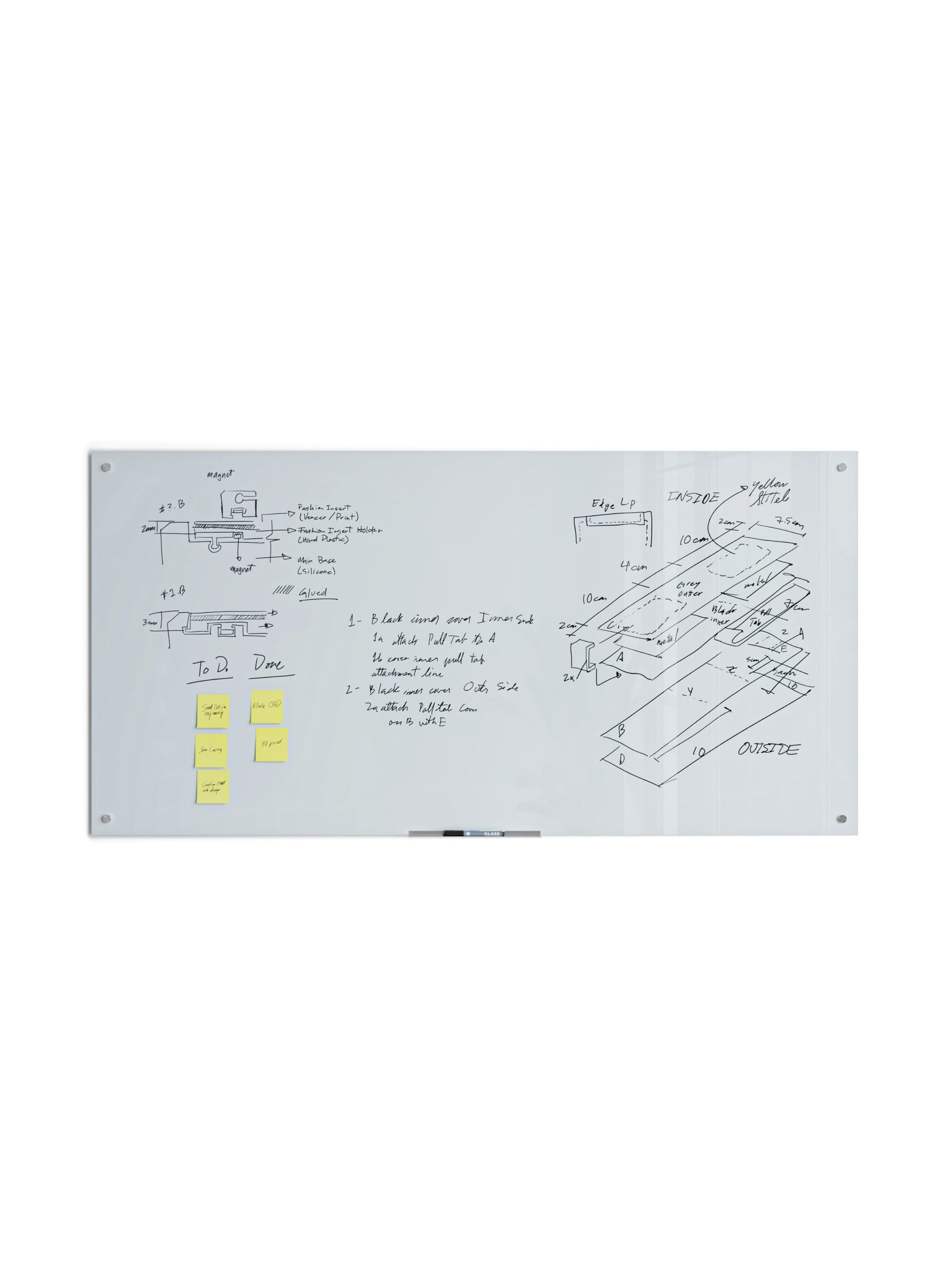 Frameless Glass Magnetic Dry Erase Board, White, 70" x 35", 6 x 3, White, 70" X 35" Size, Set of 1, 817894023004