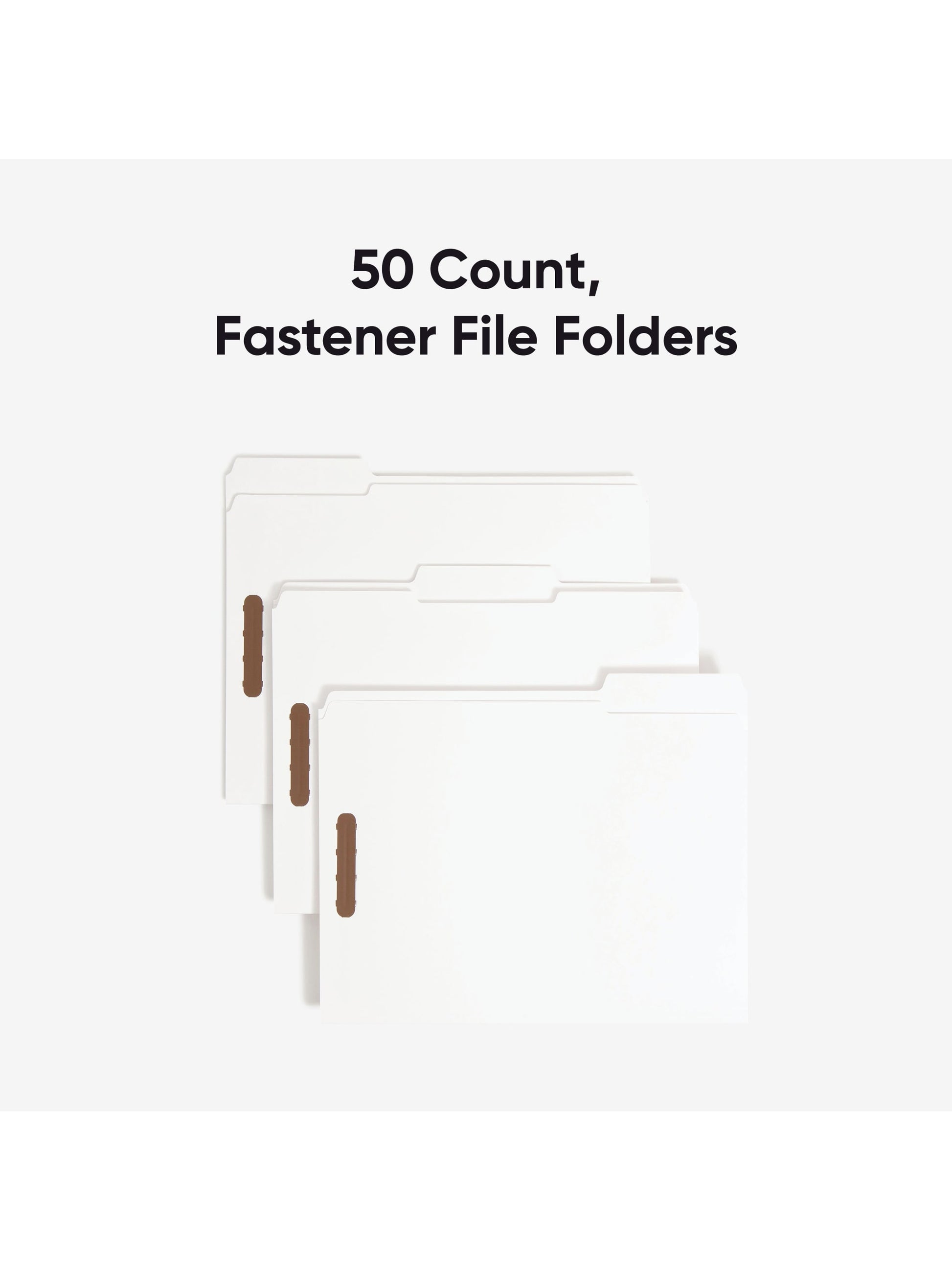 Reinforced Tab Fastener File Folders, 1/3-Cut Tab, 2 FastenersReinforced Tab Fastener File Folders, 1/3 Cut, White, Letter, White, Letter Size, Set of 50, 086486128407