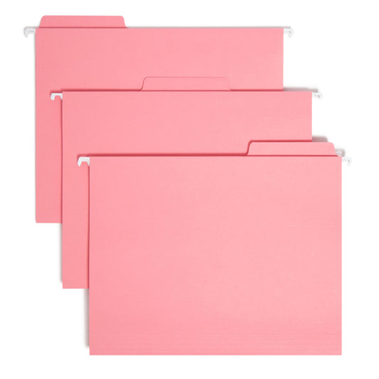 FasTab® Hanging File Folders, 1/3-Cut Tab, Dark Pink Color, Letter Size, Set of 9, 086486640145
