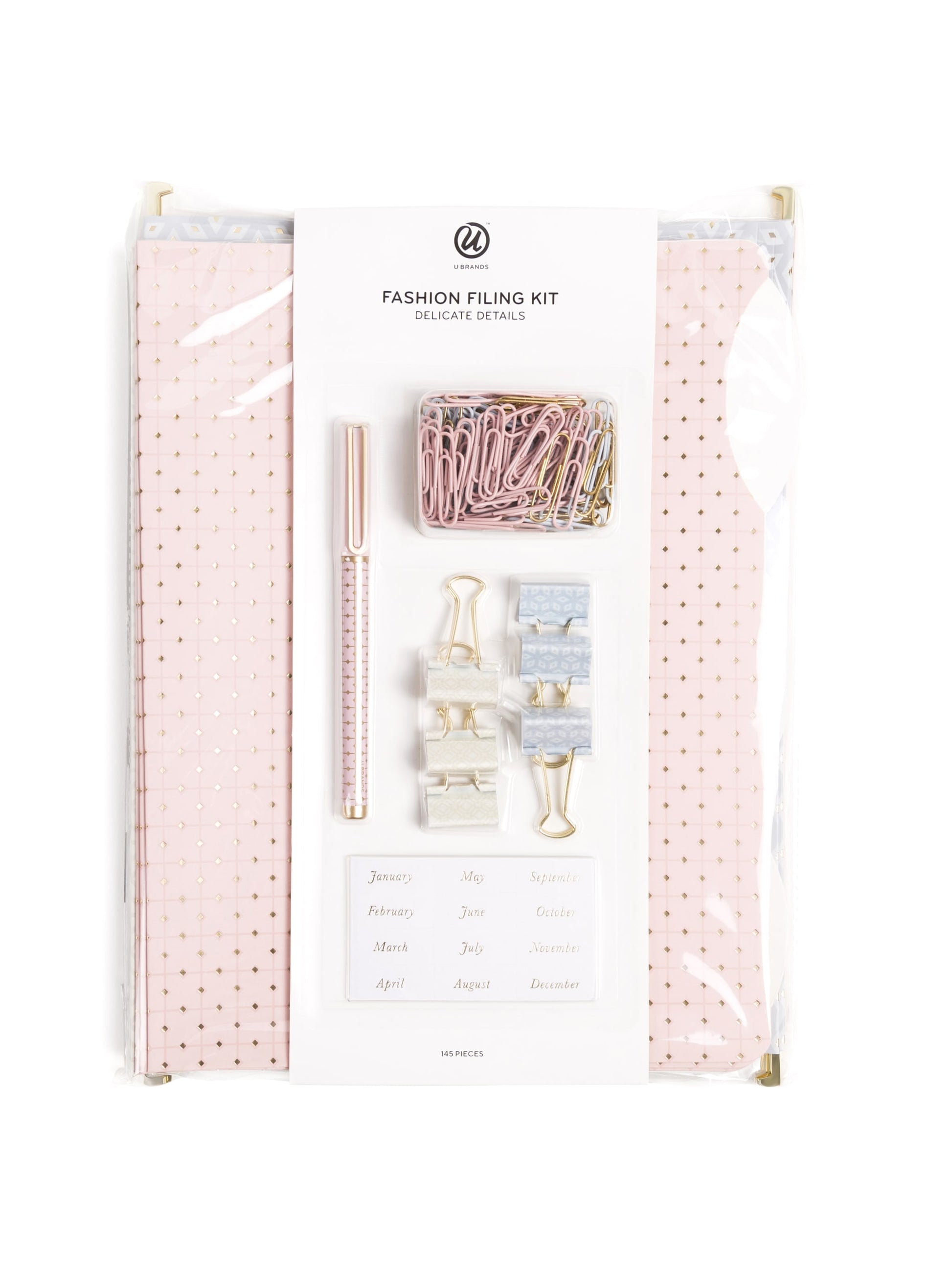 Filing Office Accessories Kit with Pen, 1/3 Cut, Assorted Colors, Assorted Colors, Set of 145, 843463148663