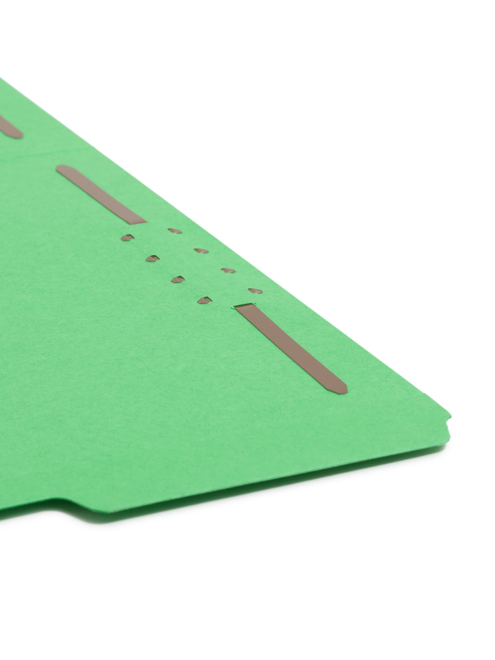 Reinforced Tab Fastener File Folders, 1/3-Cut Tab, 2 Fasteners, Green Color, Letter Size, Set of 50, 086486121408