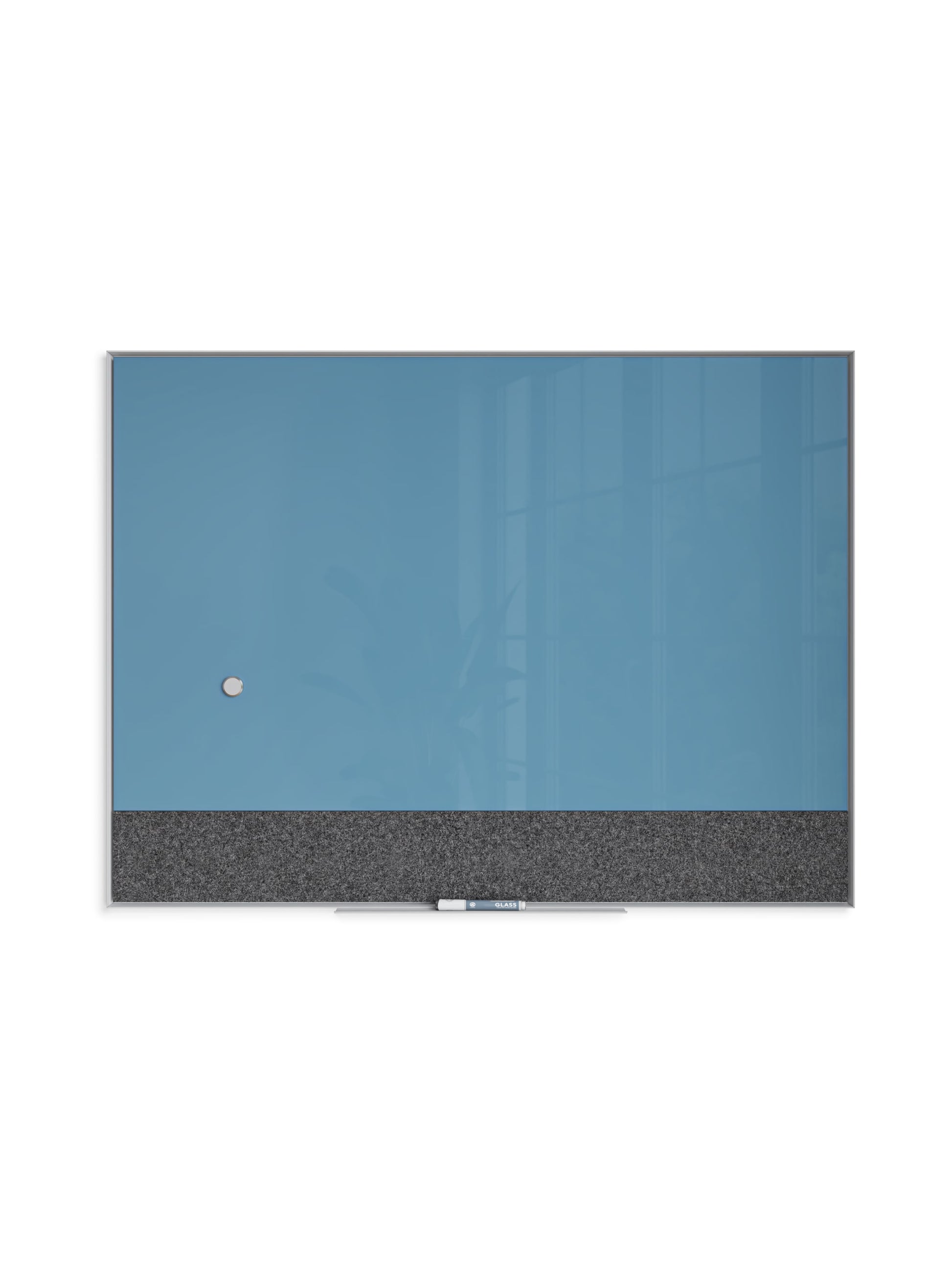 Aluminum Frame Non-Magnetic Glass Dry Erase Board, White, Blue, 47" x 35", 4 x 3, Blue, 47" X 35" Size, Set of 1, 843463131955