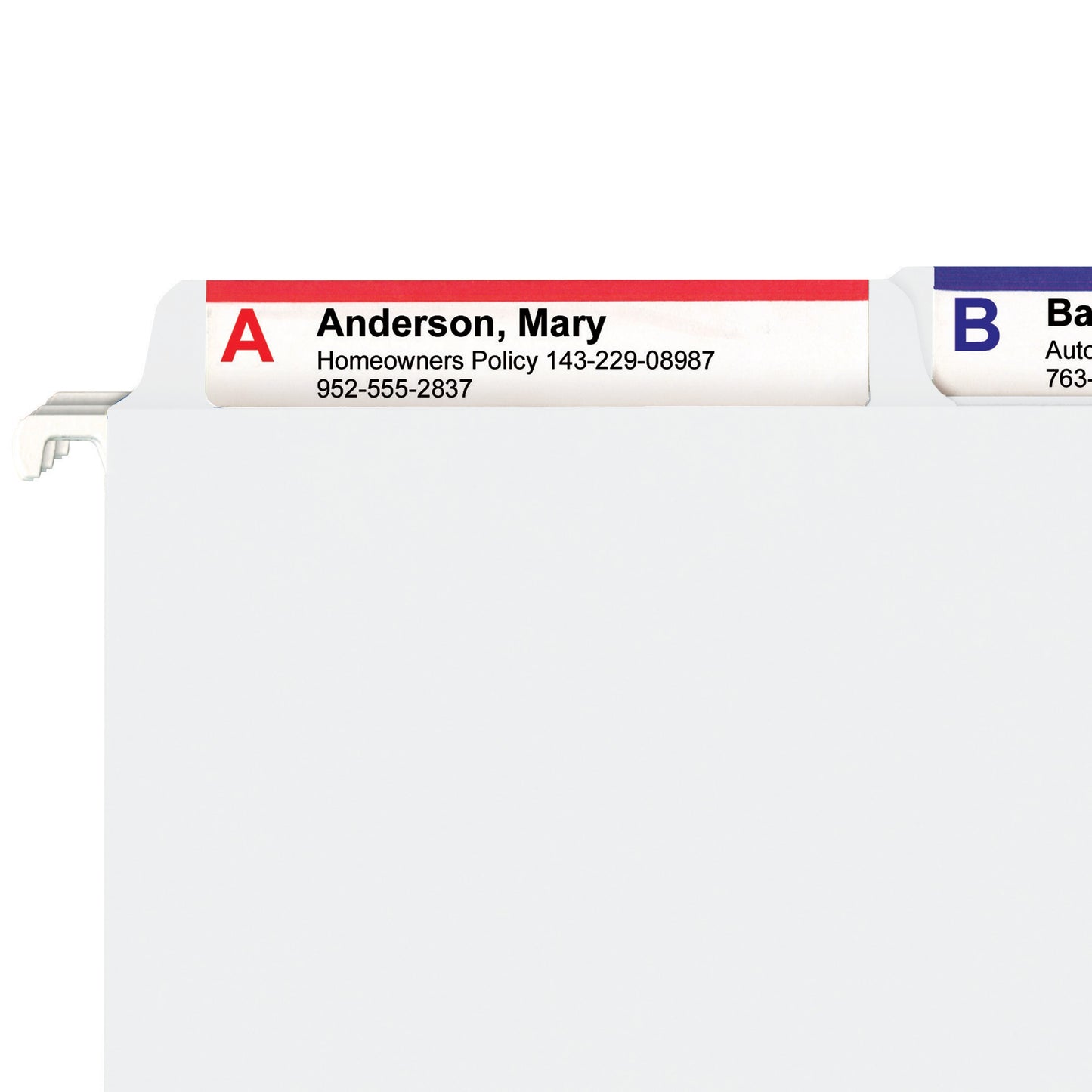 FasTab® Hanging File Folders, 1/3-Cut Tab, White Color, Letter Size, Set of 20, 086486640022