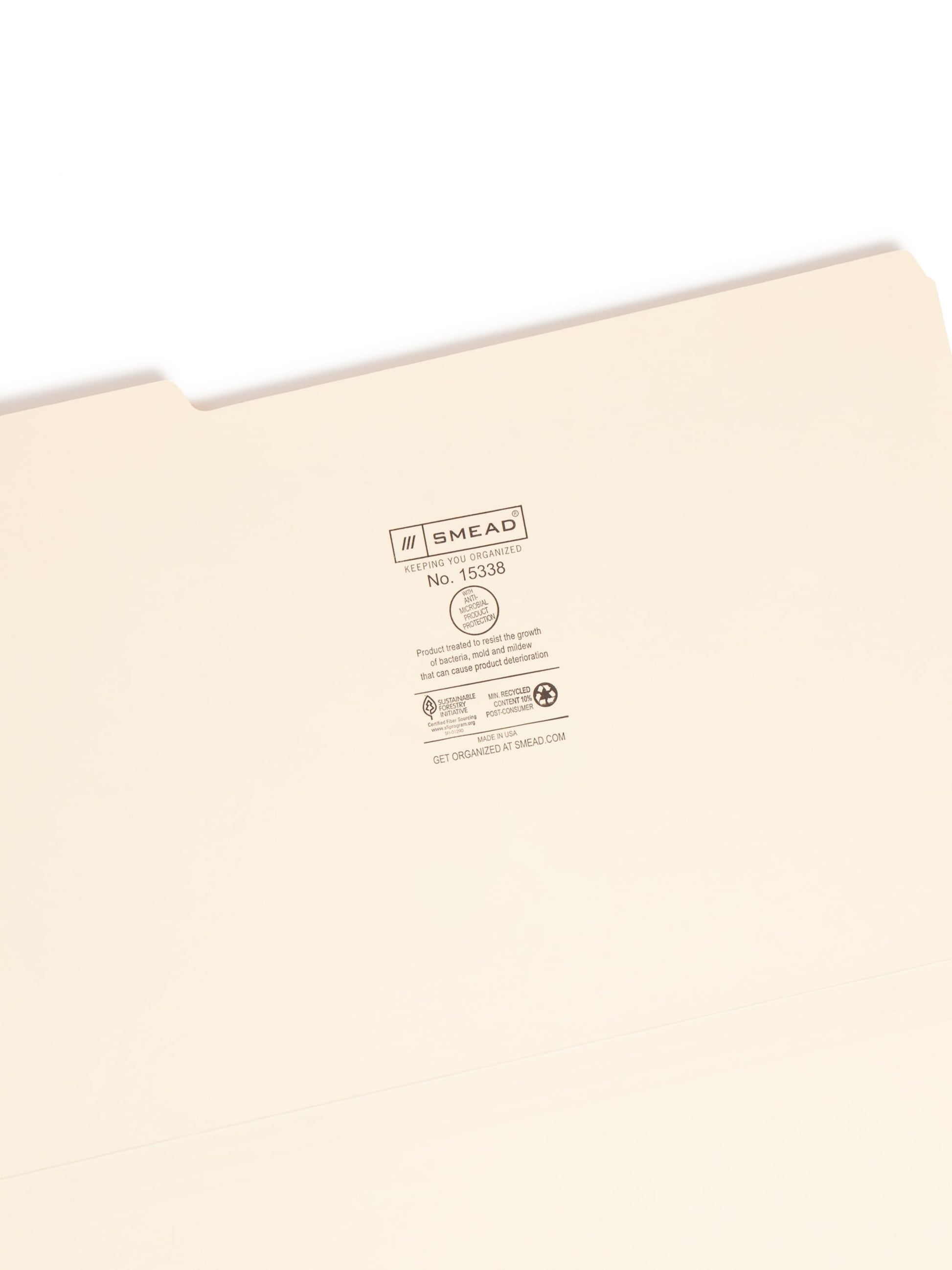 File Folders with Antimicrobial Product Protection, Manila Color, Legal Size, Set of 100, 086486153386