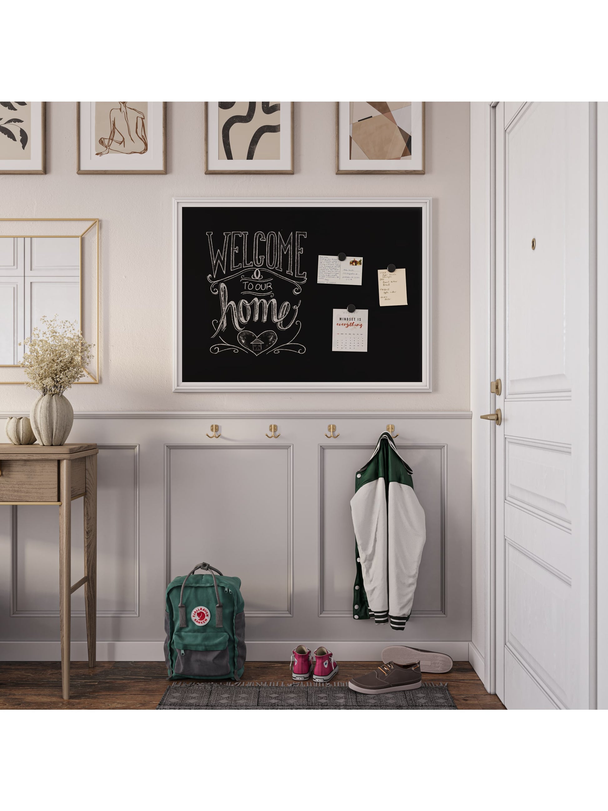 Decor Frame Magnetic Chalkboard, White, Black, 40" x 30", 4 x 3, Black, 40" X 30" Size, Set of 1, 817894029167
