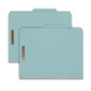 Pressboard Classification File Folders, 2 Dividers, 2 inch Expansion, Blue Color, Letter Size, Set of 10, 30086486140219