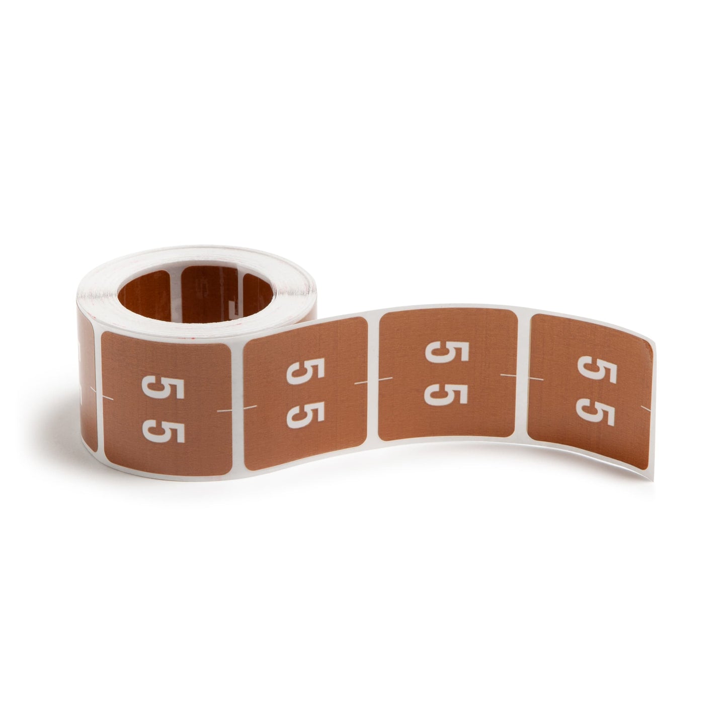 DCC Color-Coded Numeric Labels - Rolls, Brown Color, 1-1/2" X 1-1/2" Size, Set of 250, 086486674256