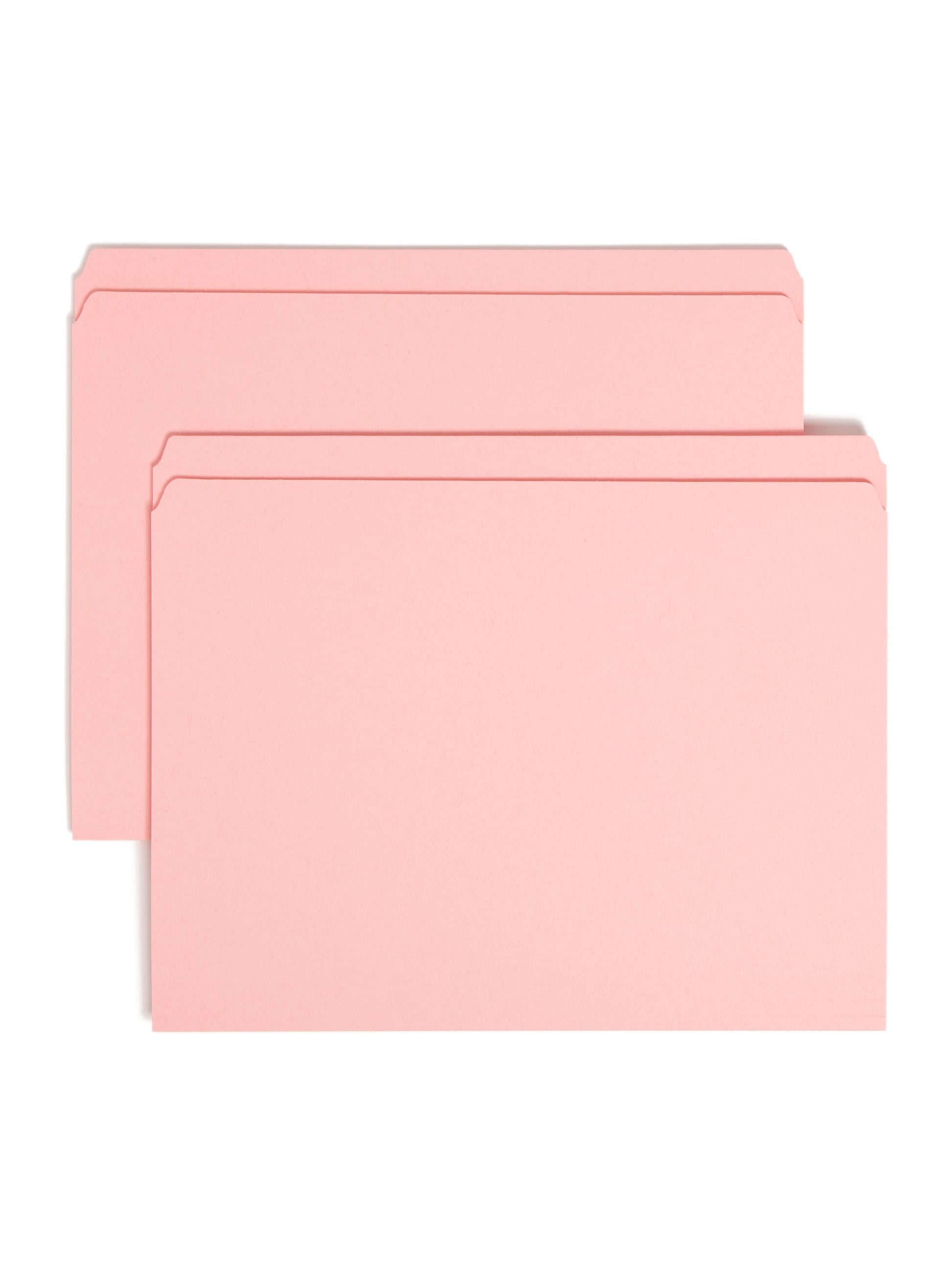 Reinforced Tab File Folders, Straight-Cut Tab, Pink Color, Letter Size, Set of 100, 086486126106