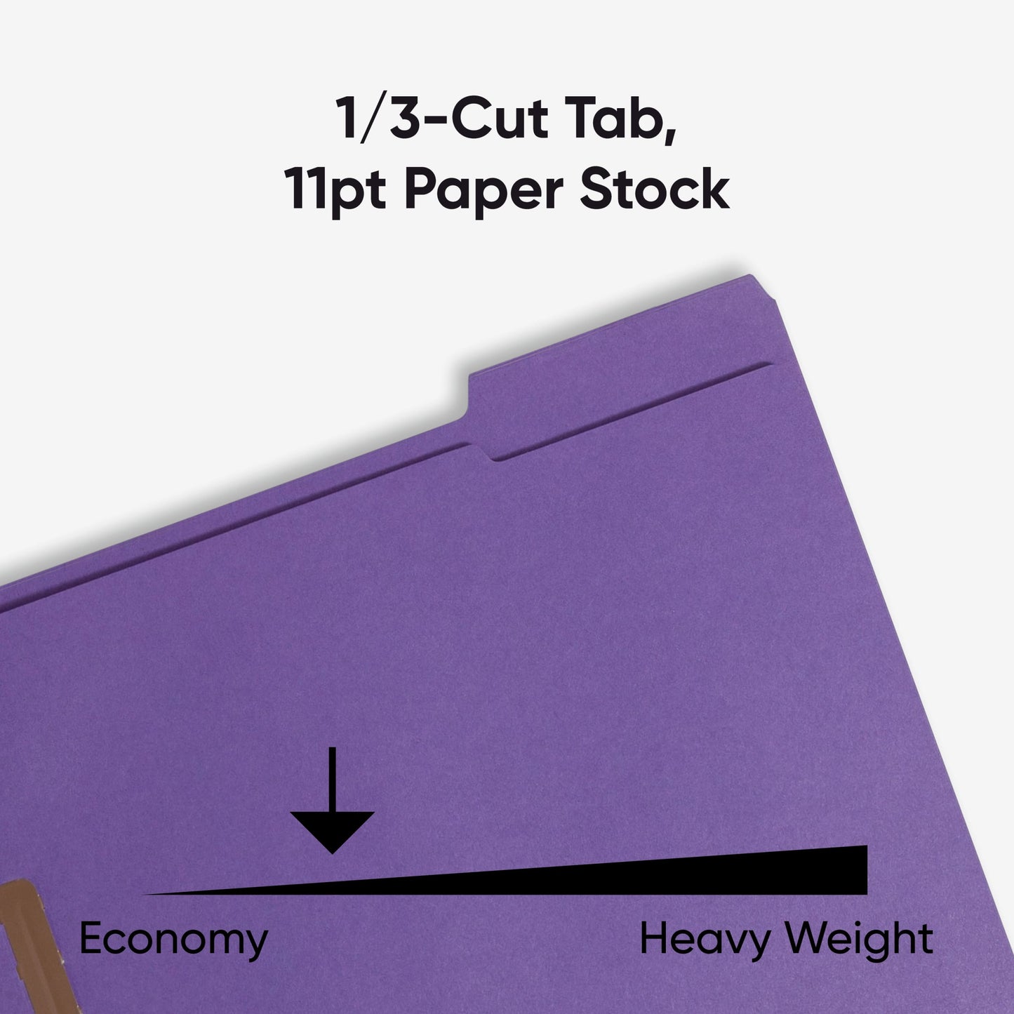 Reinforced Tab Fastener File Folders, 1/3-Cut Tab, 2 Fasteners, Purple Color, Letter Size, Set of 50, 086486130400