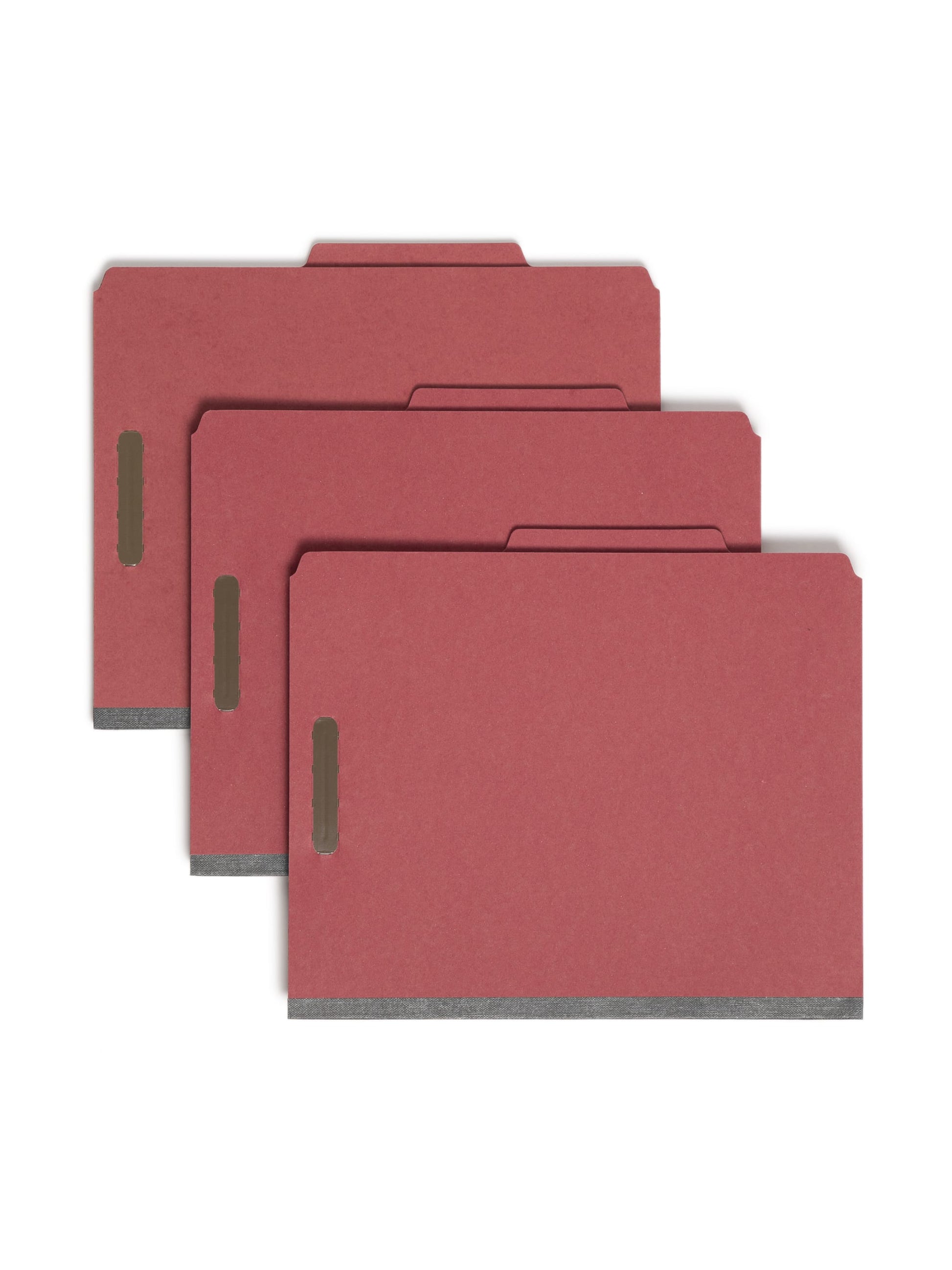 100% Recycled Value Pressboard Classification Folders, 2 Dividers, 2 inch Expansion, 2/5-Cut Tab, 2 Fasteners, Red Color, Letter Size, Set of 10, 30086486211872