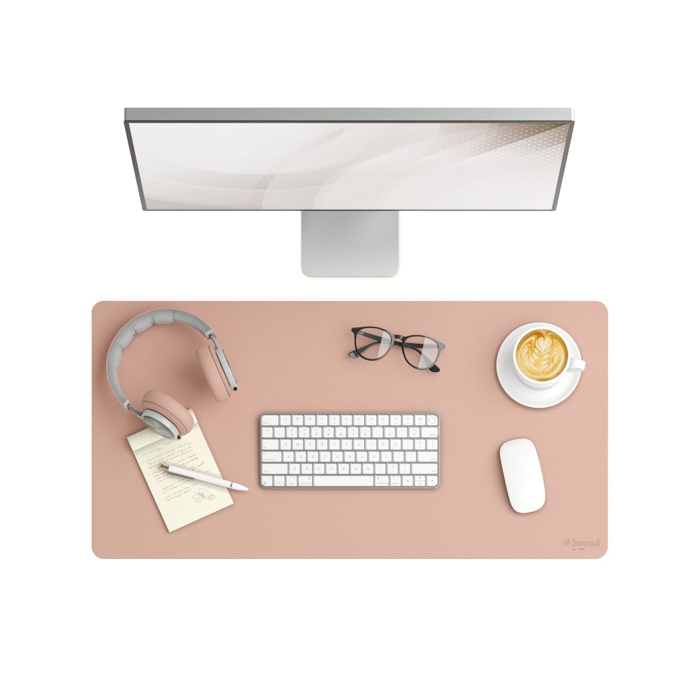 Vegan Leather Desk Pad, Dusty Rose Color, 31.5"X15.7" Size, Set of 1, 086486648349