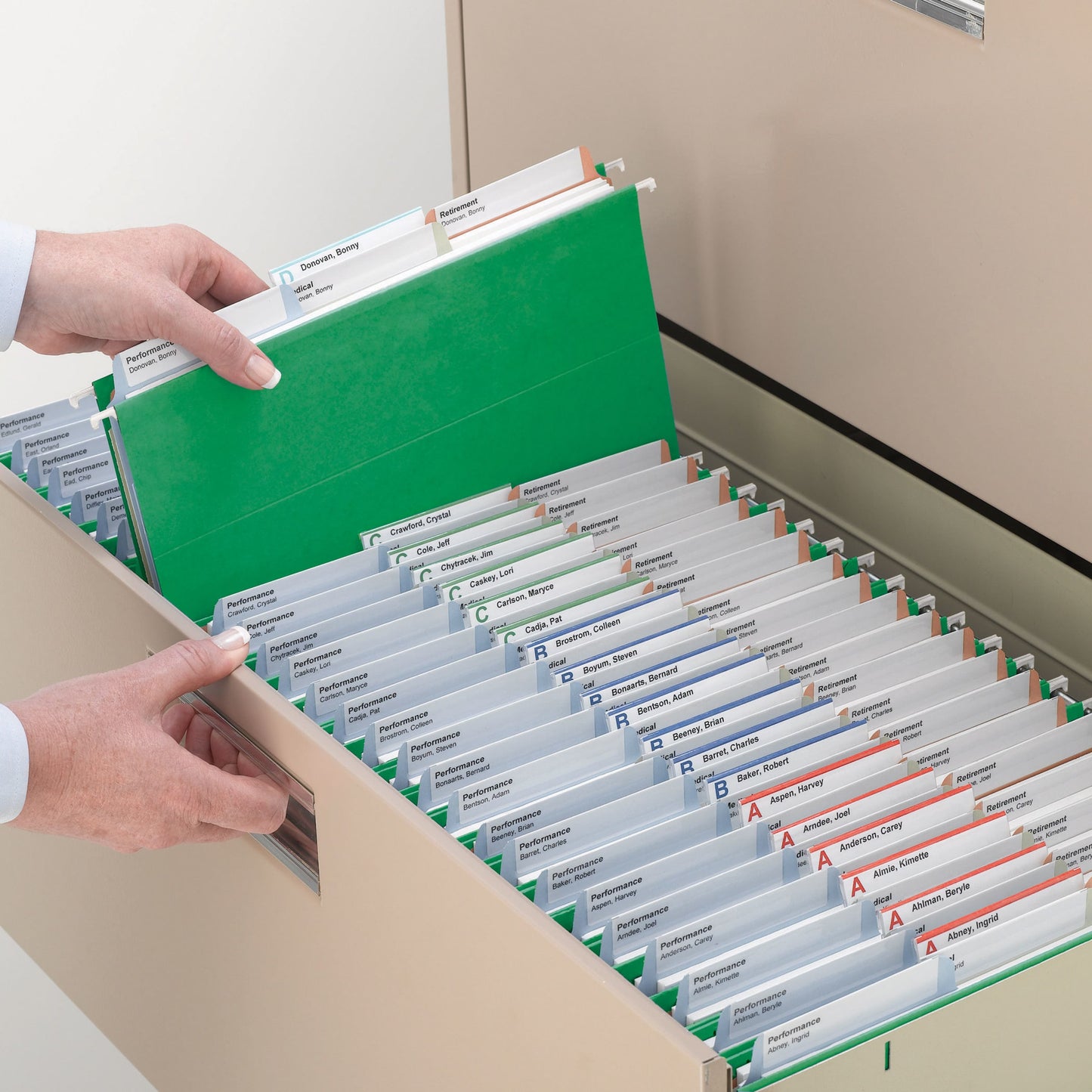 TUFF® Hanging File Folders with Easy Slide® Tabs, Green Color, Letter Size, Set of 1, 086486640428