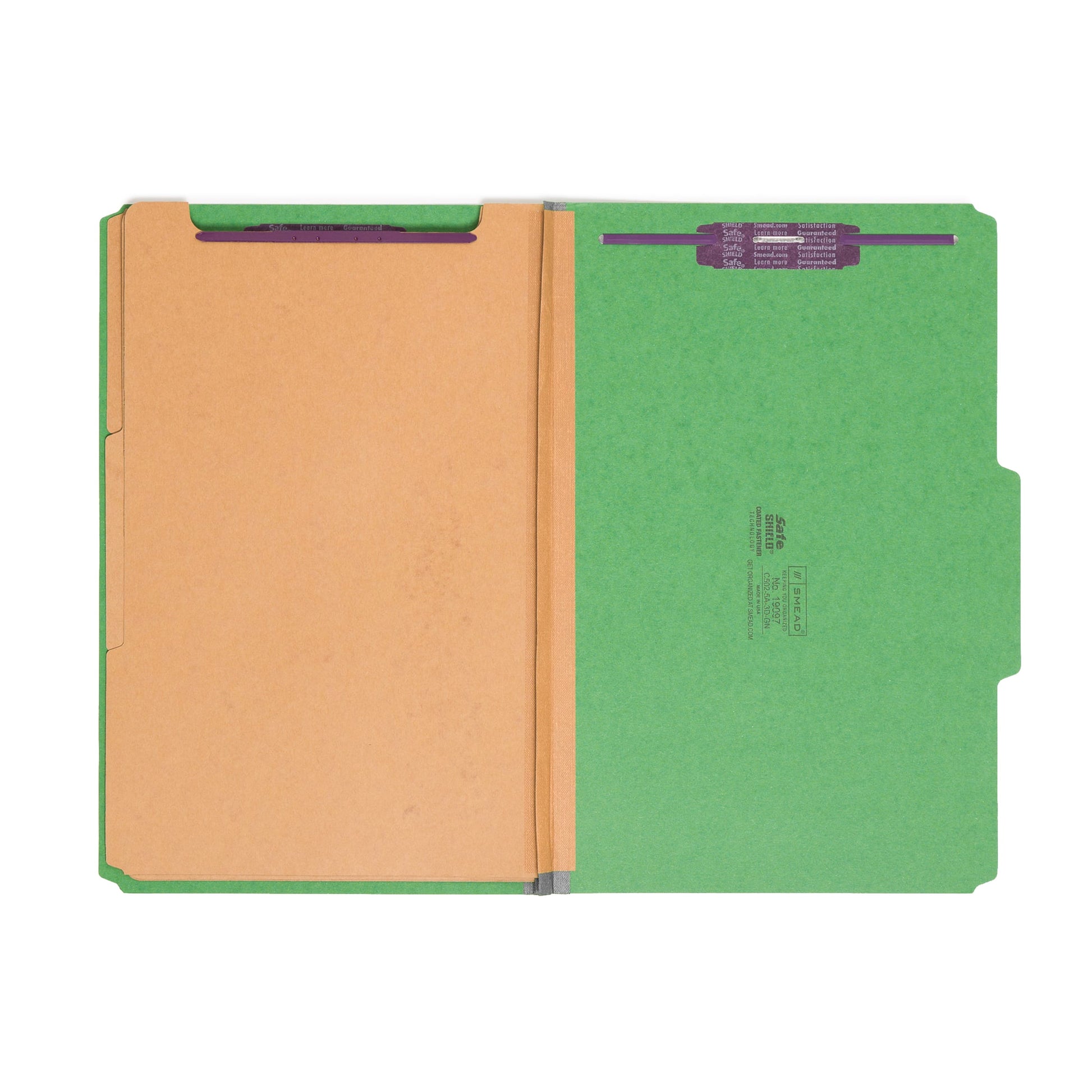 SafeSHIELD® Pressboard Classification File Folders, 3 Dividers, 3 inch Expansion, 2/5-Cut Tab, Green Color, Legal Size, Set of 10, 30086486190979