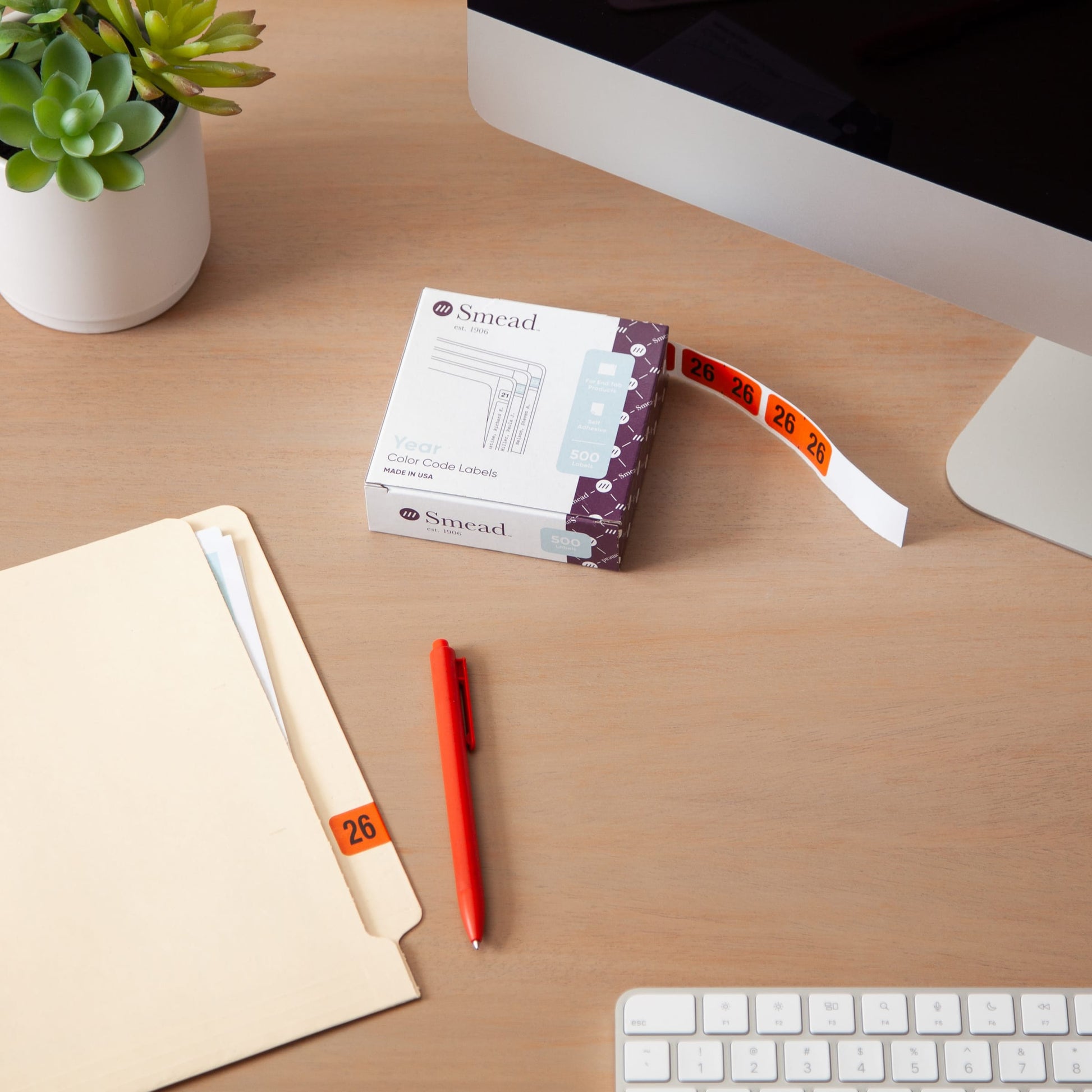 ETYJ Color-Coded Year Labels, Orange Color, 1-1/2" X 3/4" Size, Set of 50, 086486683265