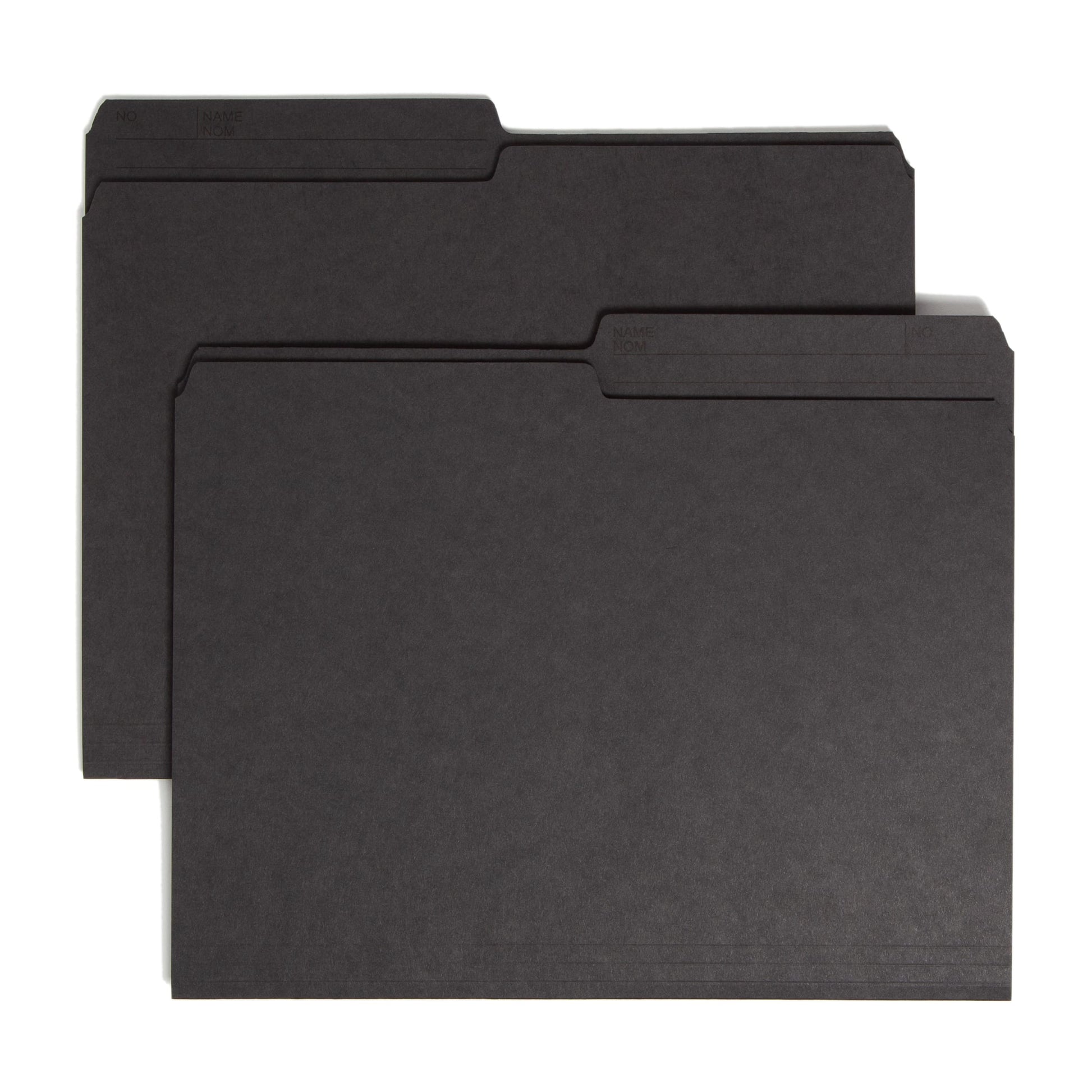 Reversible Printed Tab File Folders, 1/2-Cut Tab, Black Color, Letter Size, Set of 100, 086486103640