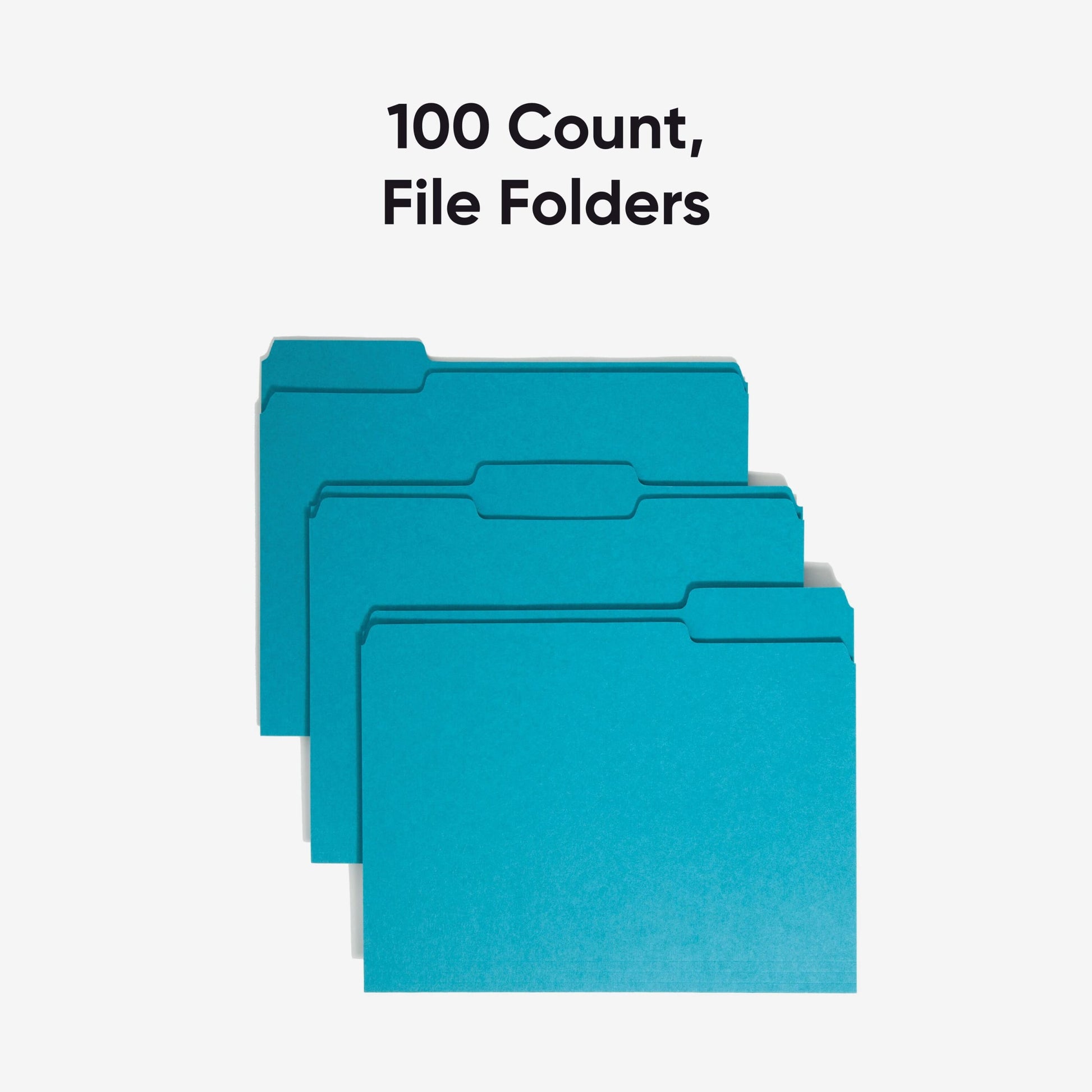 Standard File Folders, 1/3-Cut Tab, Teal Color, Letter Size, Set of 100, 086486131438