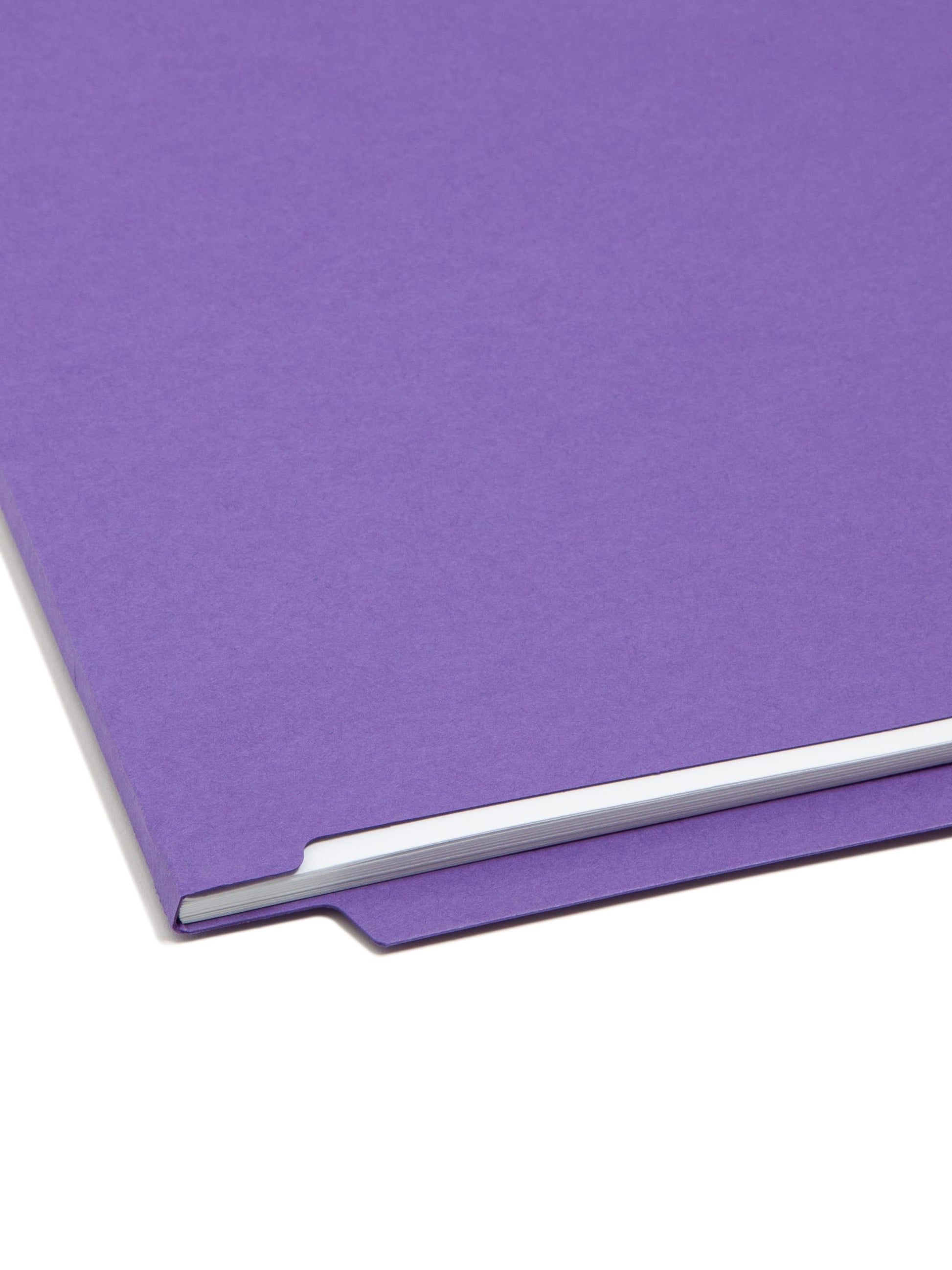 Shelf-Master® Reinforced End Tab Fastener File Folders, Straight-Cut Tab, Purple Color, Letter Size, Set of 50, 086486254403