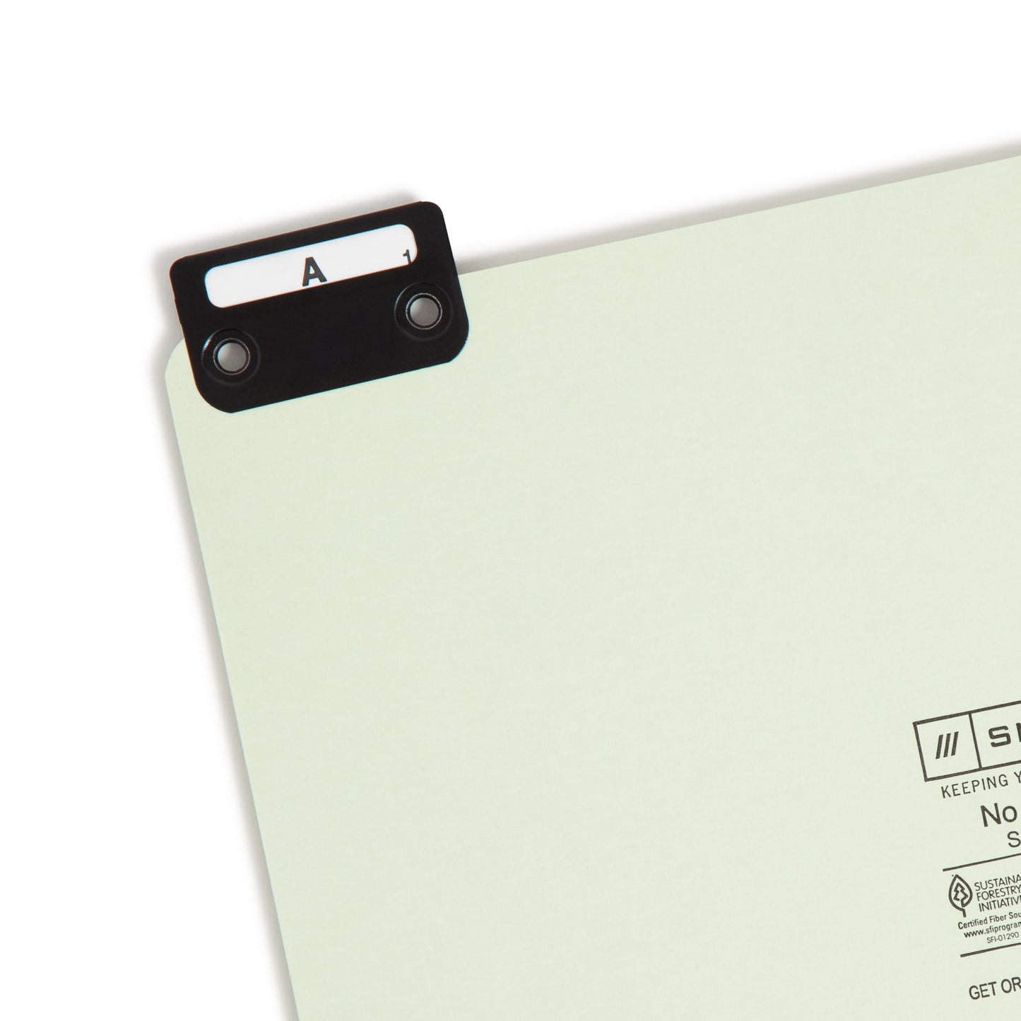 Heavyweight Filing Guides with Alphabetic Indexing, 1/5-Cut Metal Tab, Gray/Green Color, Letter Size, Set of 25, 086486505765