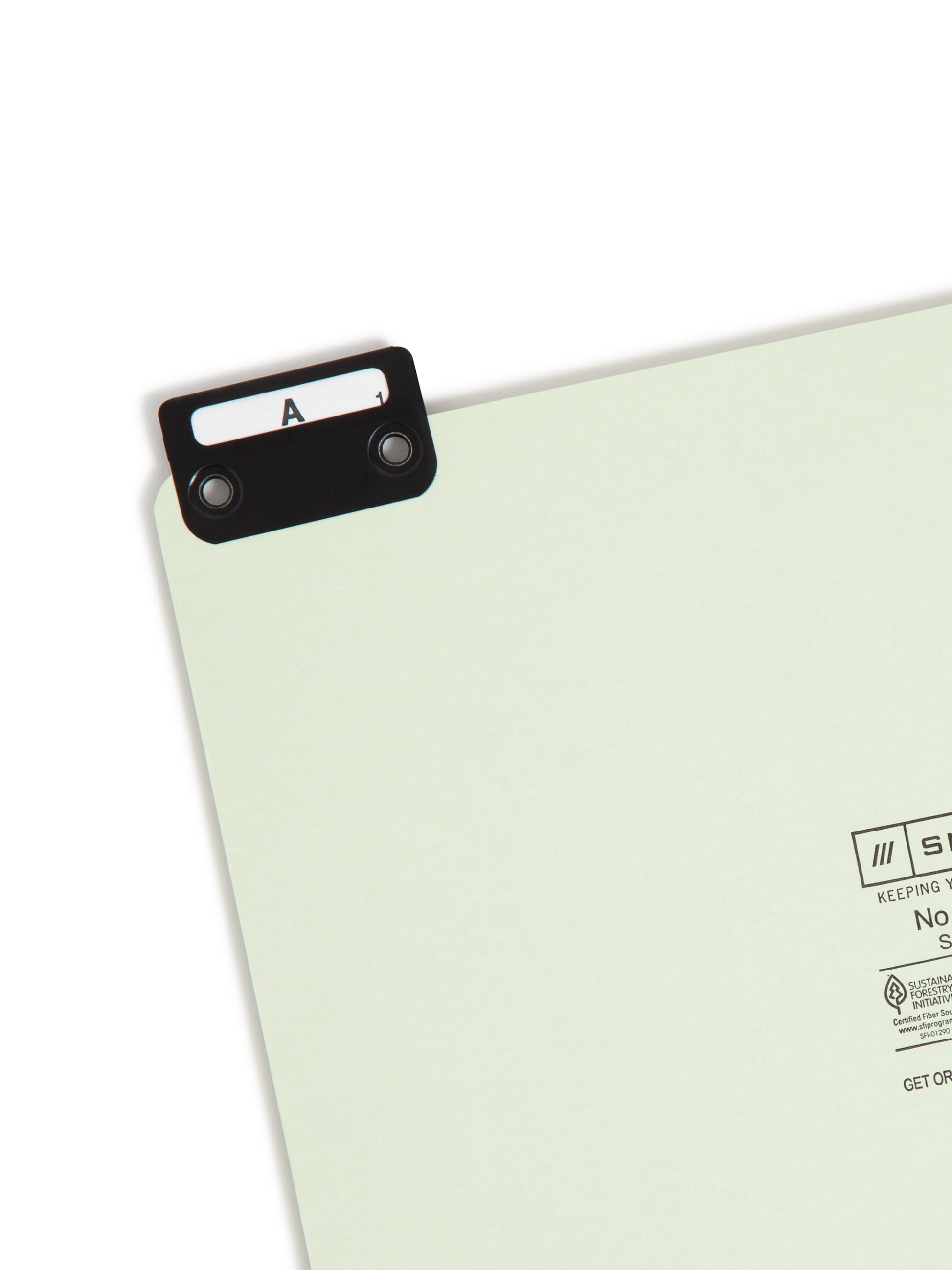 Heavyweight Filing Guides with Alphabetic Indexing, 1/5-Cut Metal Tab, Gray/Green Color, Letter Size, Set of 25, 086486505765