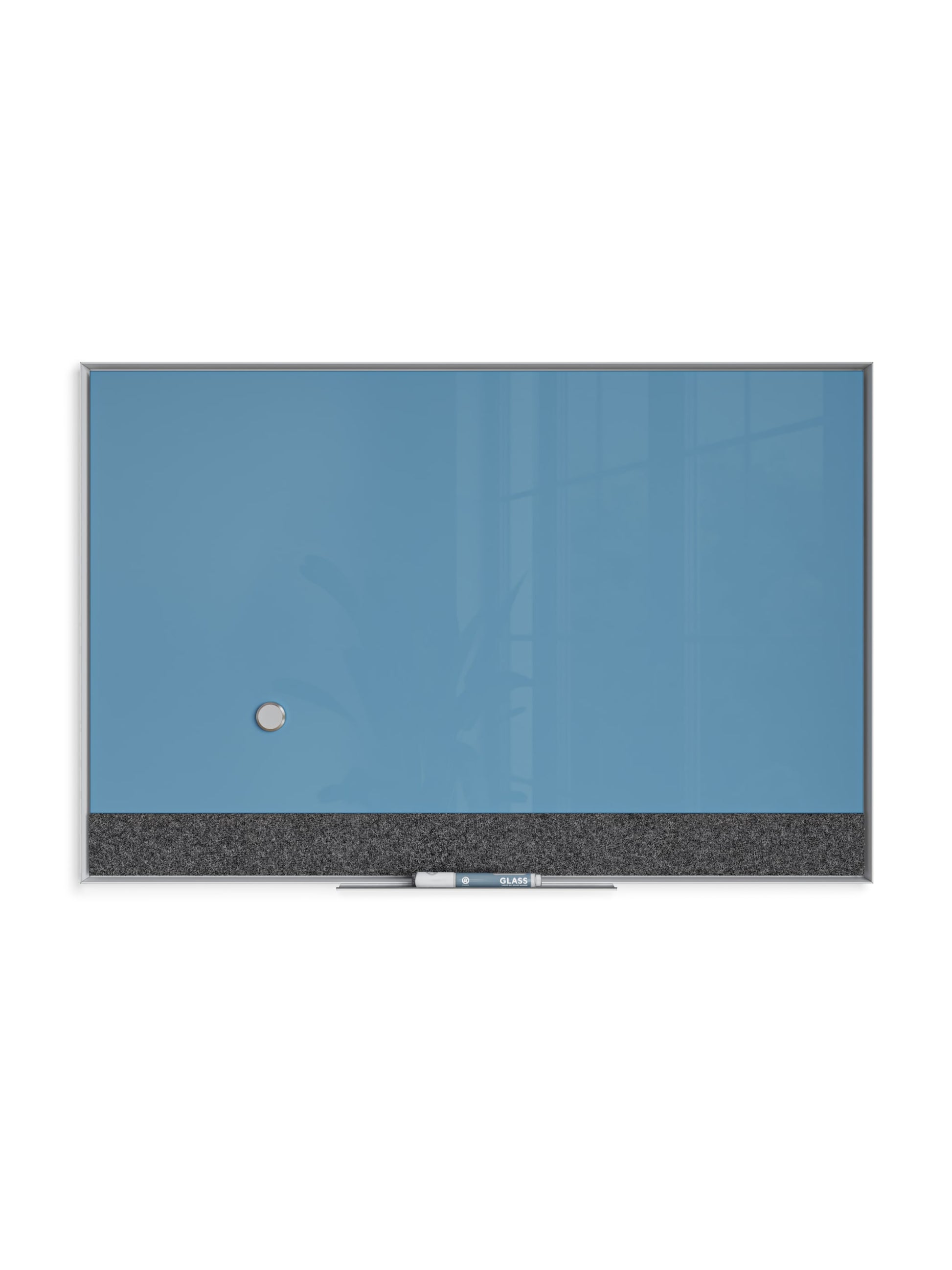 Aluminum Frame Non-Magnetic Glass Dry Erase Board, White, Blue, 35" x 23", 3 x 2, Blue, 35" X 23" Size, Set of 1, 843463131948