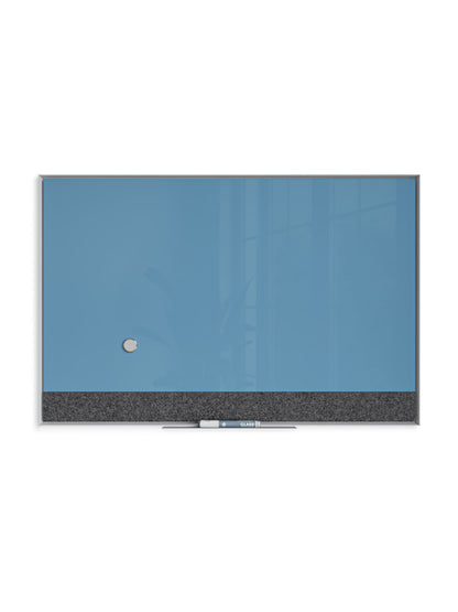 Aluminum Frame Non-Magnetic Glass Dry Erase Board, White, Blue, 35" x 23", 3 x 2, Blue, 35" X 23" Size, Set of 1, 843463131948