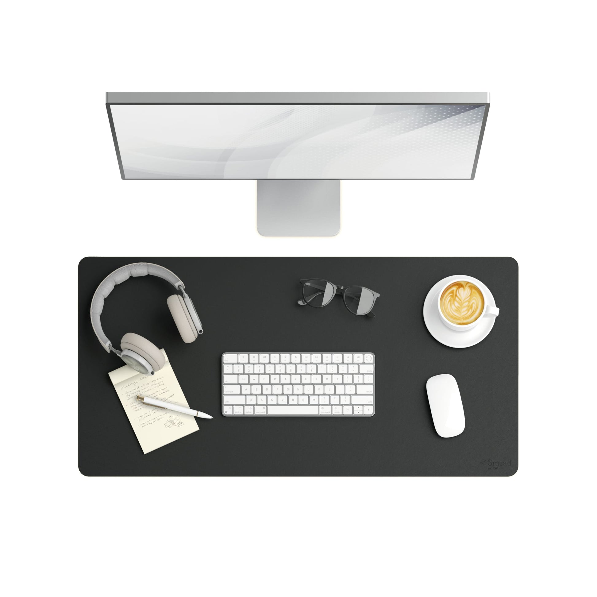 Vegan Leather Desk Pad, Charcoal Color, 31.5"X15.7" Size, Set of 1, 086486648332